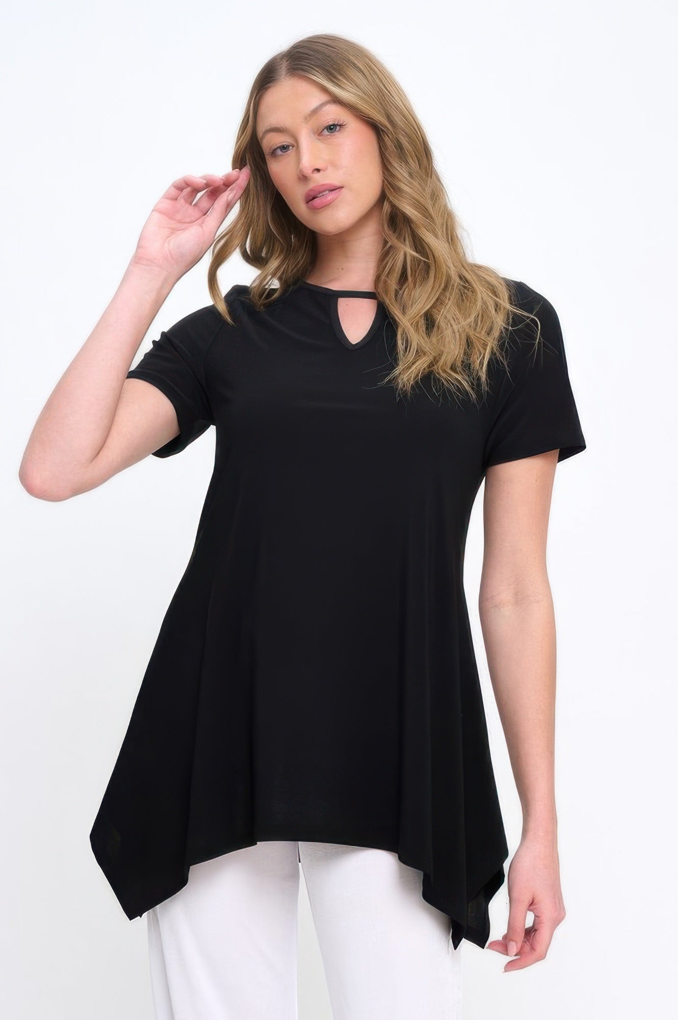 Hit Key Hole Sharkbite Hem Top - DressAffection