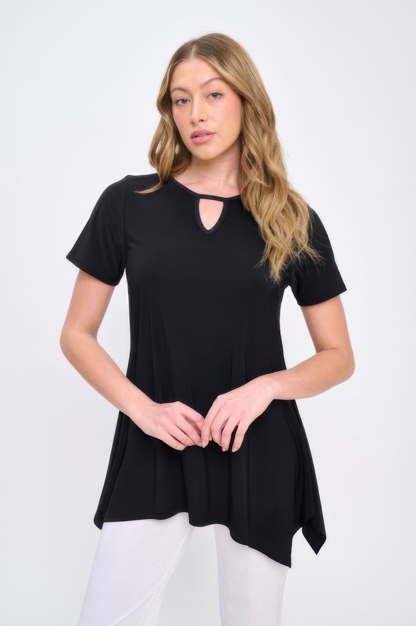 Hit Key Hole Sharkbite Hem Top - DressAffection