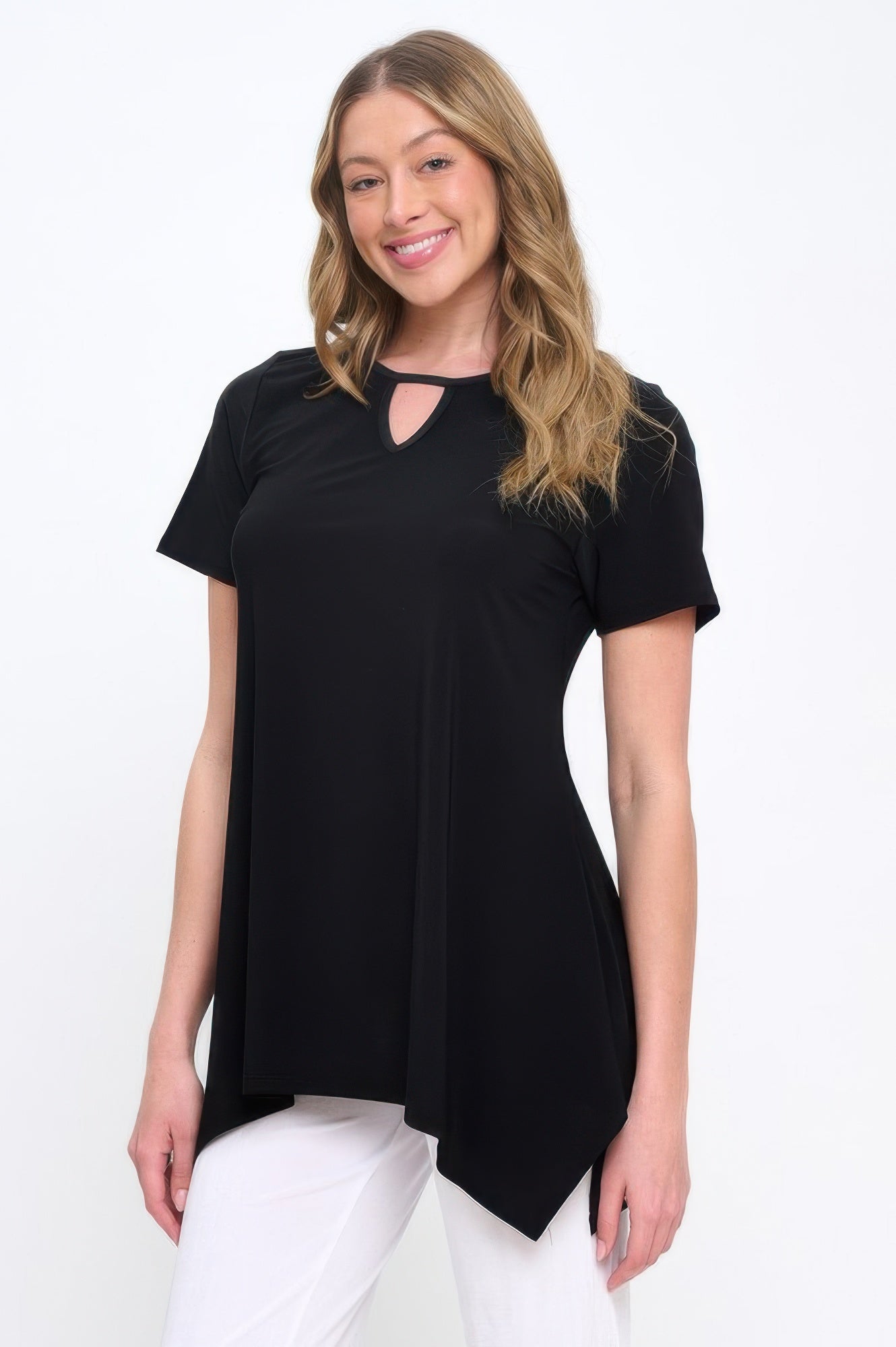 Hit Key Hole Sharkbite Hem Top - DressAffection