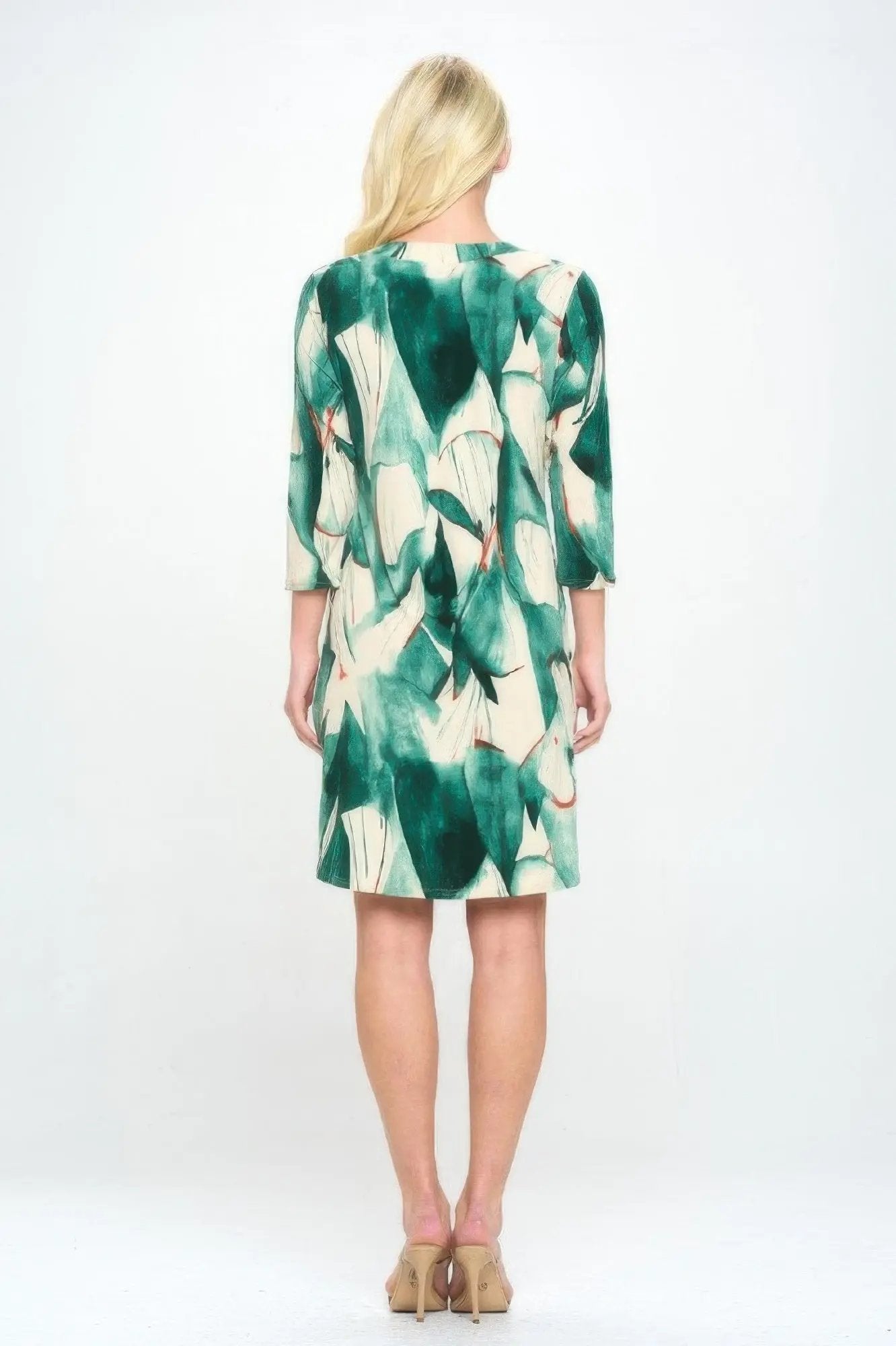 Hit Notch Neck Quarter Sleeve Dress - DressAffection