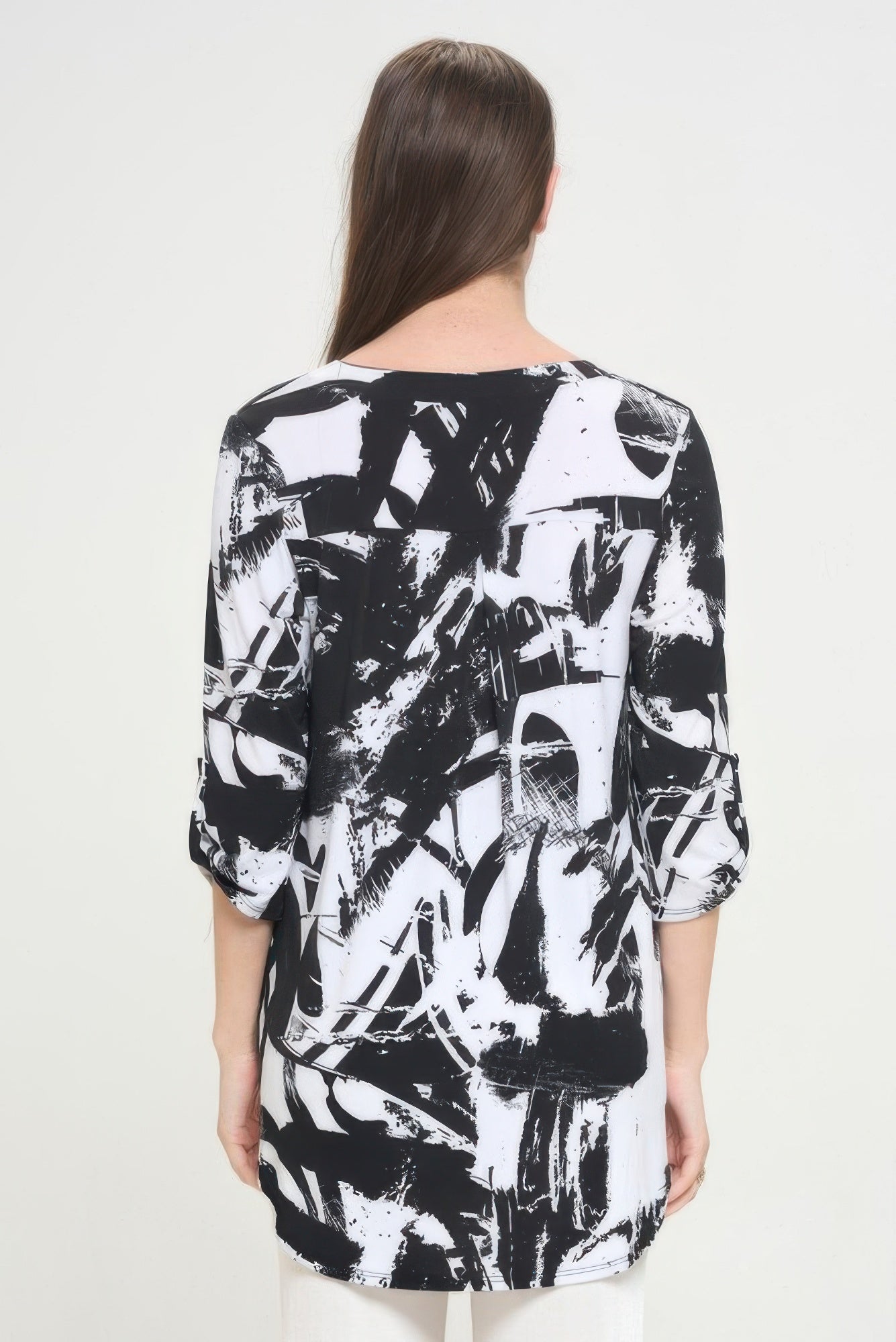 Hit Notch Neck Rolled Sleeve Top - DressAffection