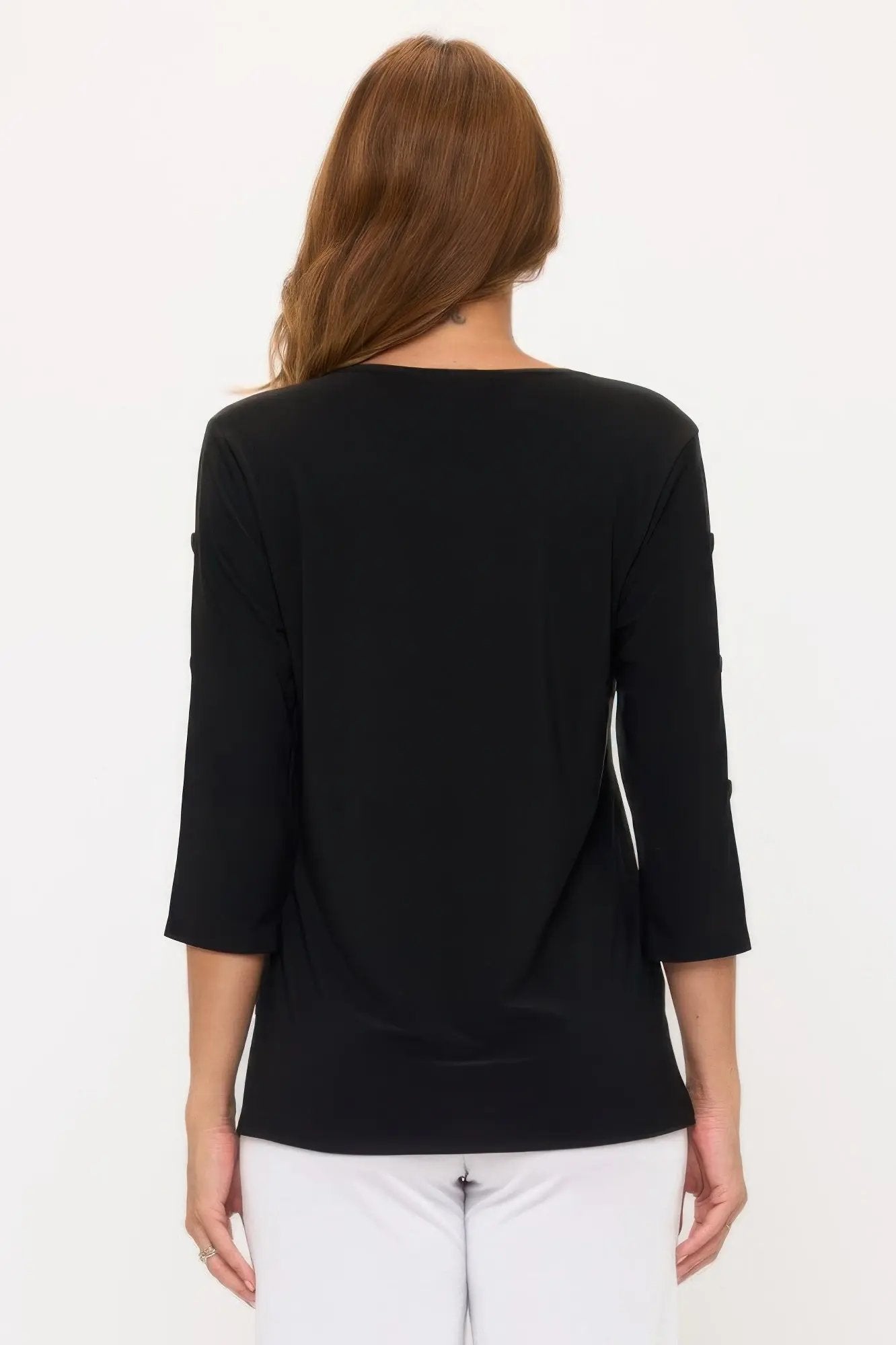 Hit Side Button Sleeve Top - DressAffection