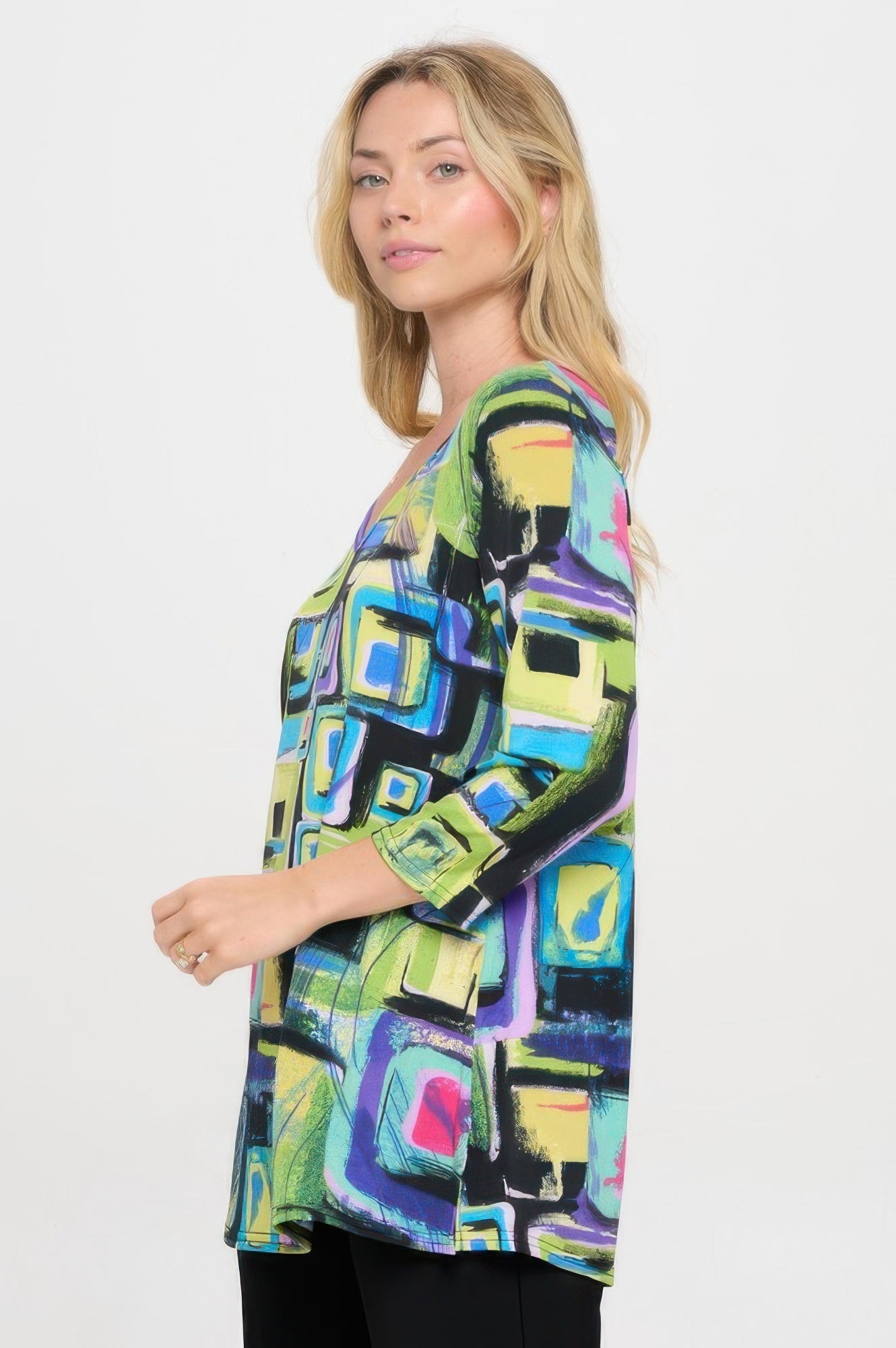 Hit V-neck Band Top W/vent - DressAffection