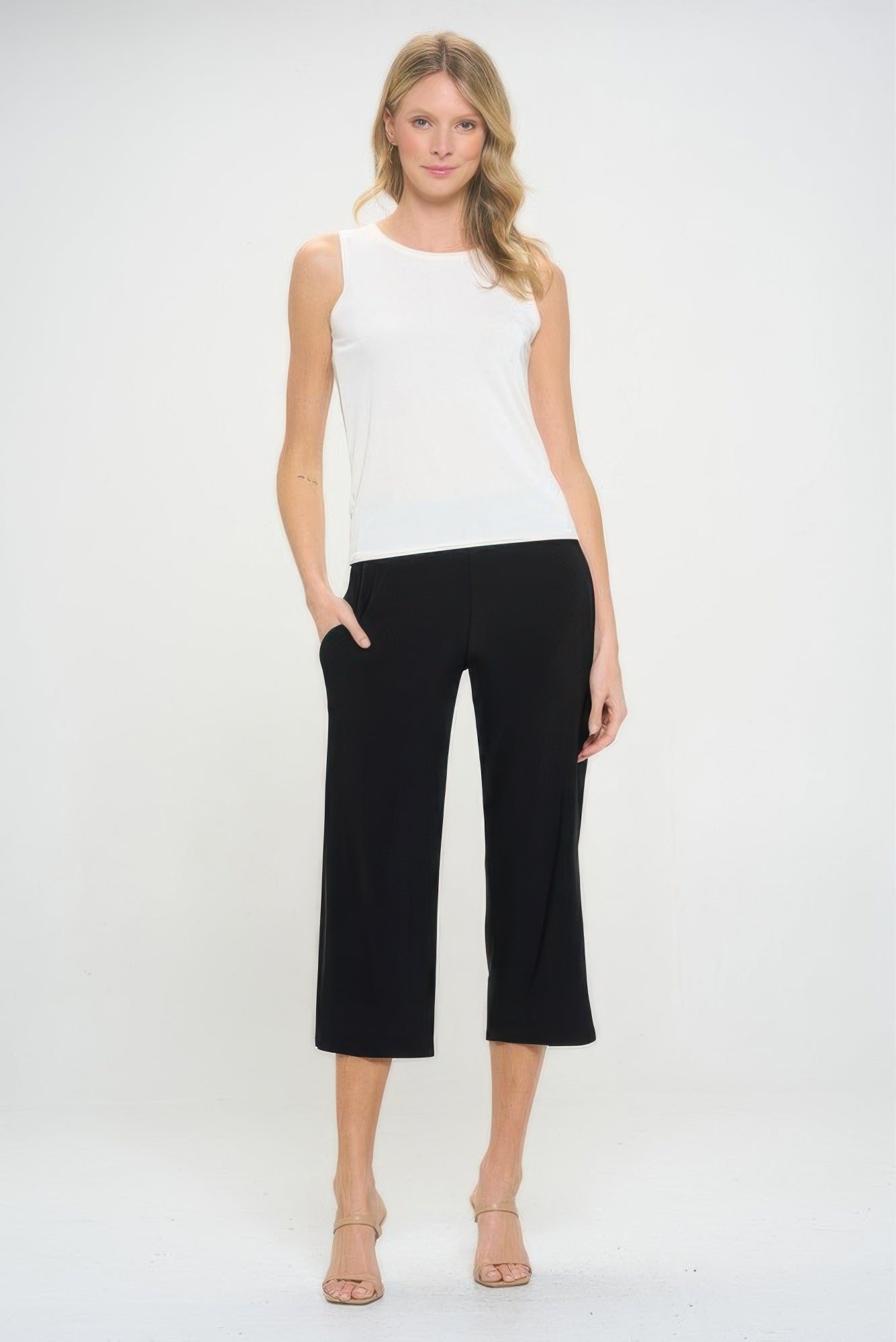 Hit Wide Leg Ankle Length Pants - DressAffection