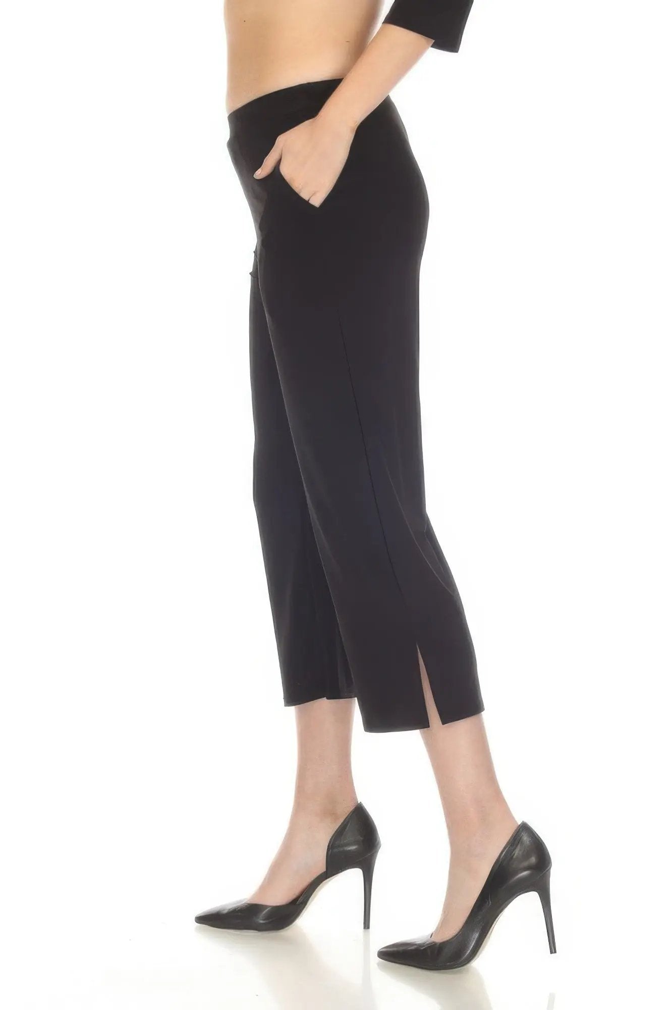 Hit Wide Leg Ankle Length Pants - DressAffection