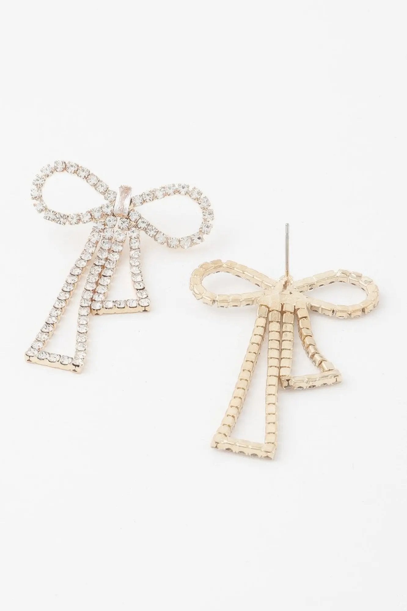 Infinity Bow Rhinestone Earrings - DressAffection