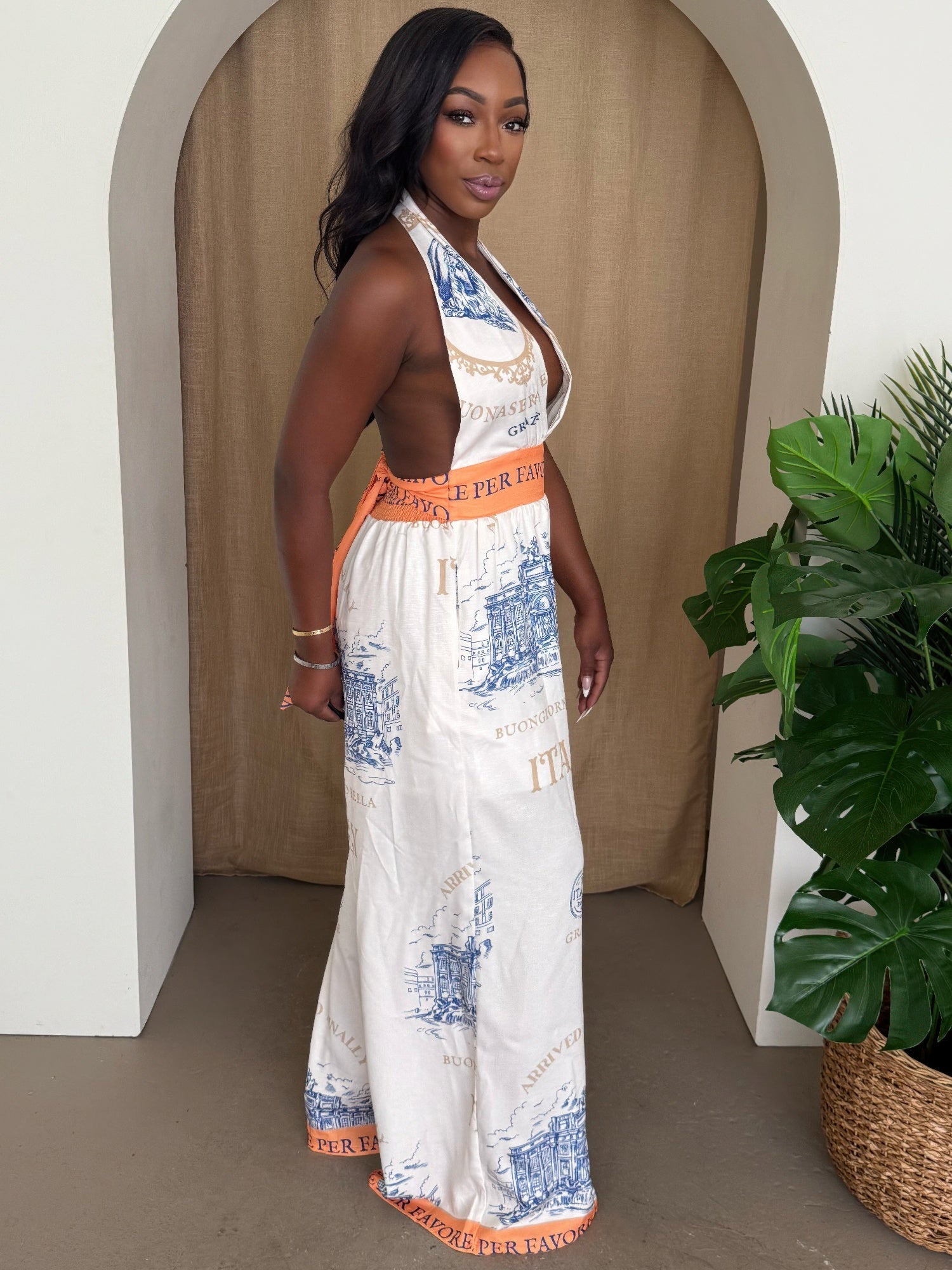 Italian Escape Halter Jumpsuit - DressAffection