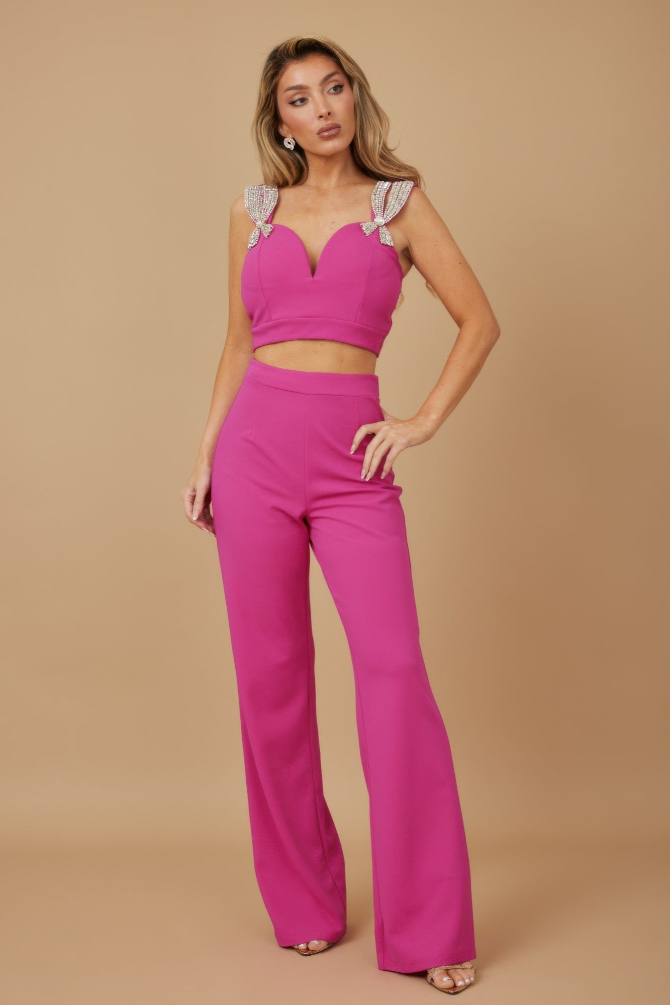 Jewel Beaded Ribbon Bow Sets - DressAffection