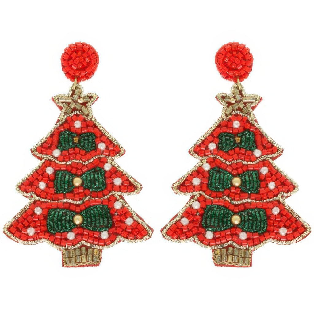 Jeweled Christmas Tree Post Earrings - DressAffection