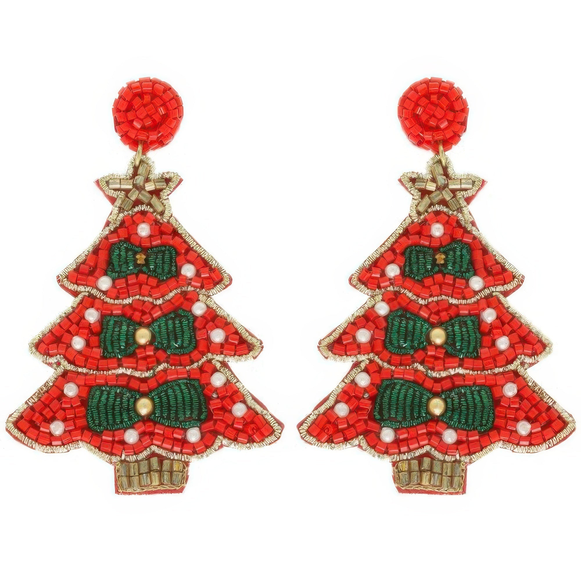 Jeweled Christmas Tree Post Earrings - DressAffection
