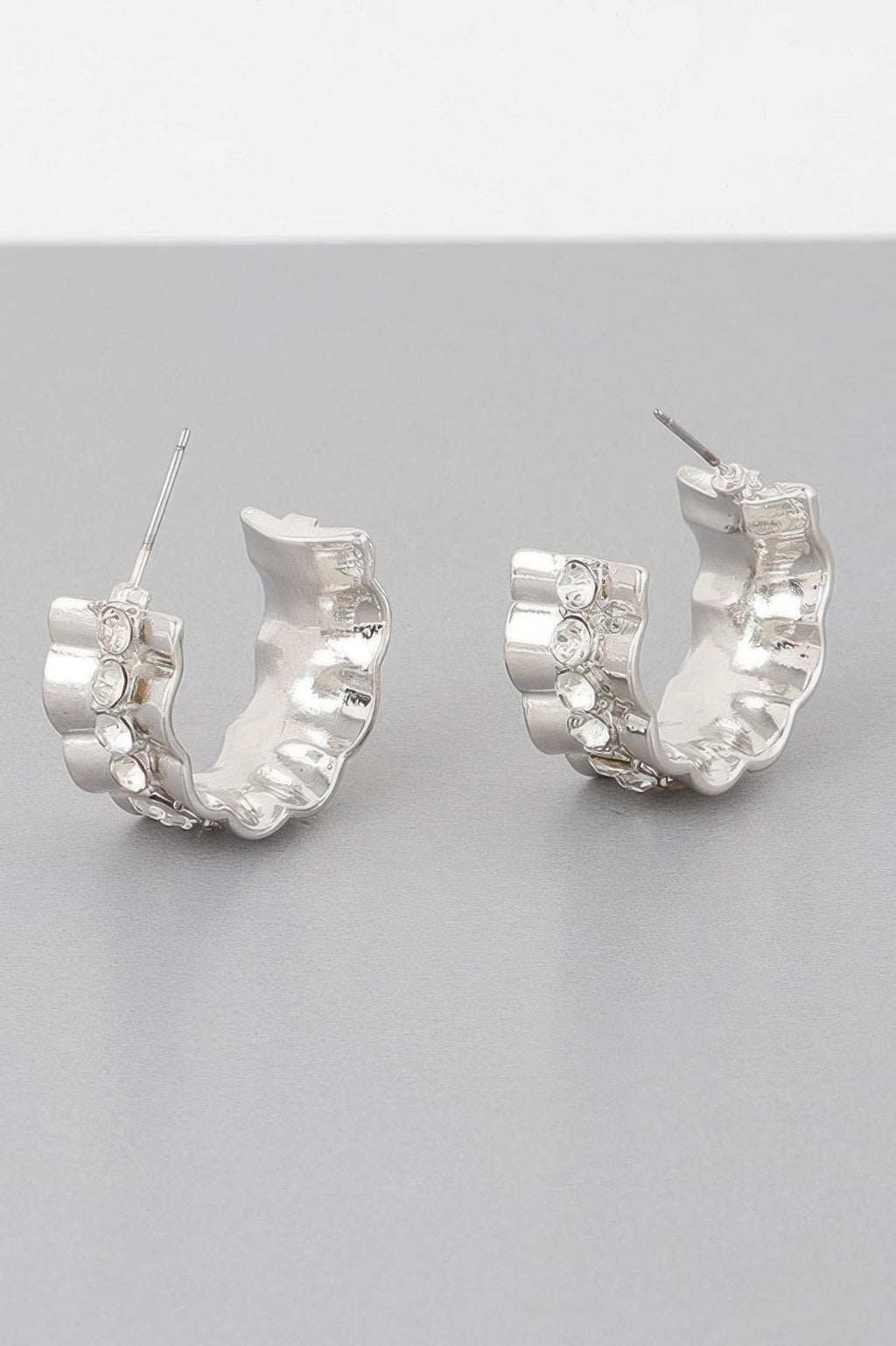 Jeweled Lace Hoop Earrings - DressAffection