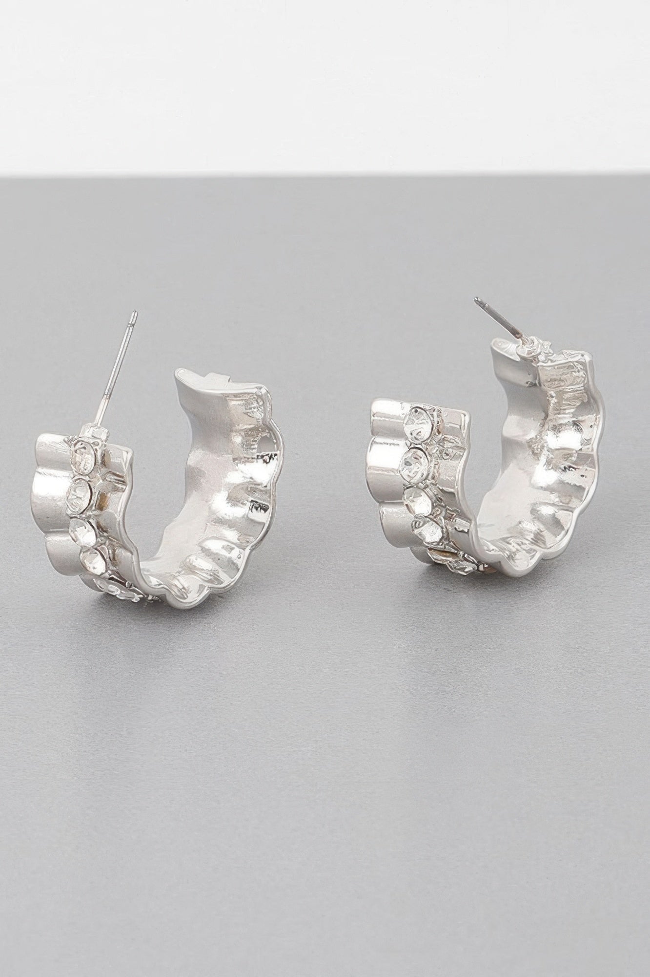 Jeweled Lace Hoop Earrings - DressAffection