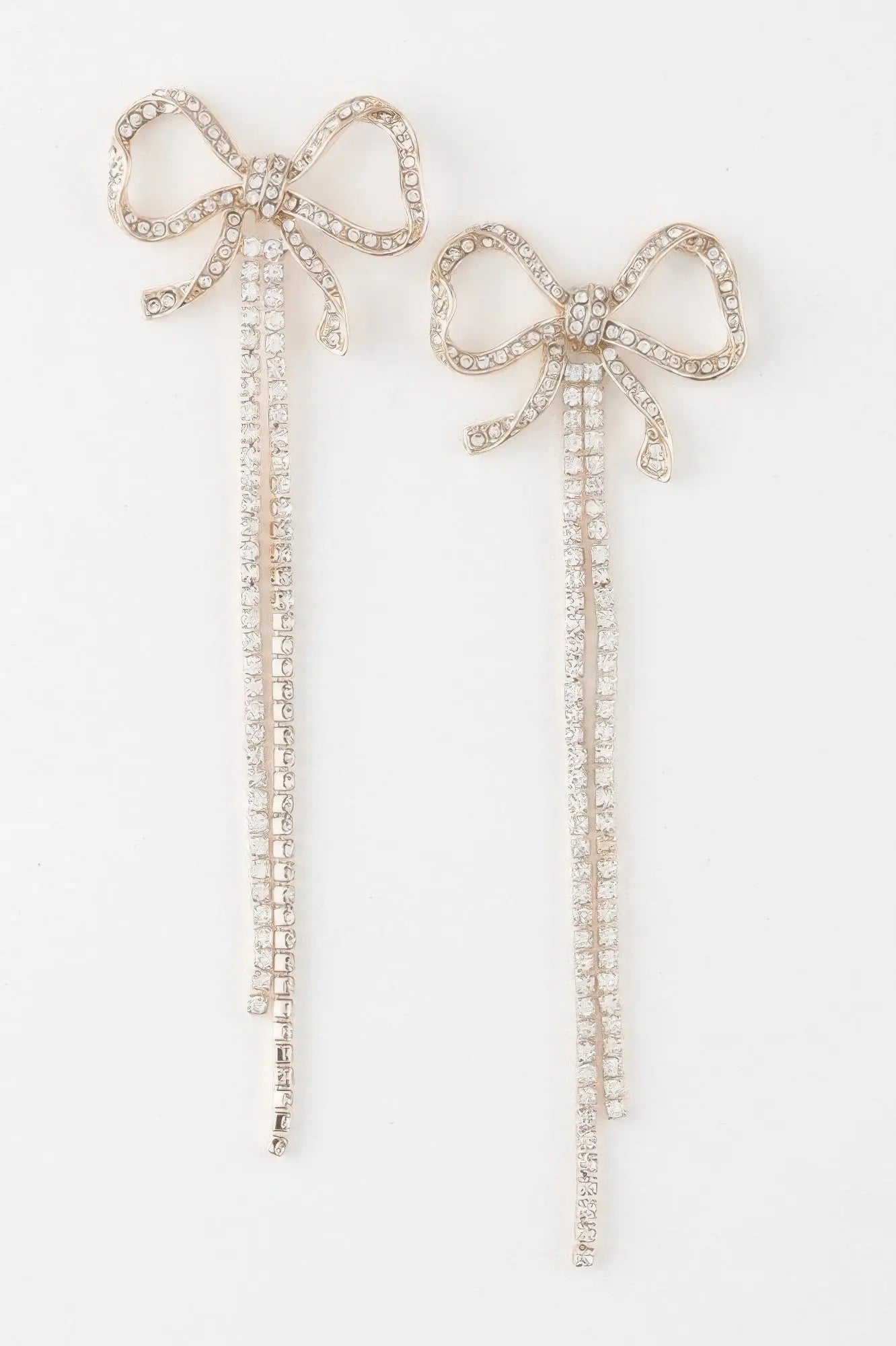 Jeweled Ribbon Drop Earrings - DressAffection