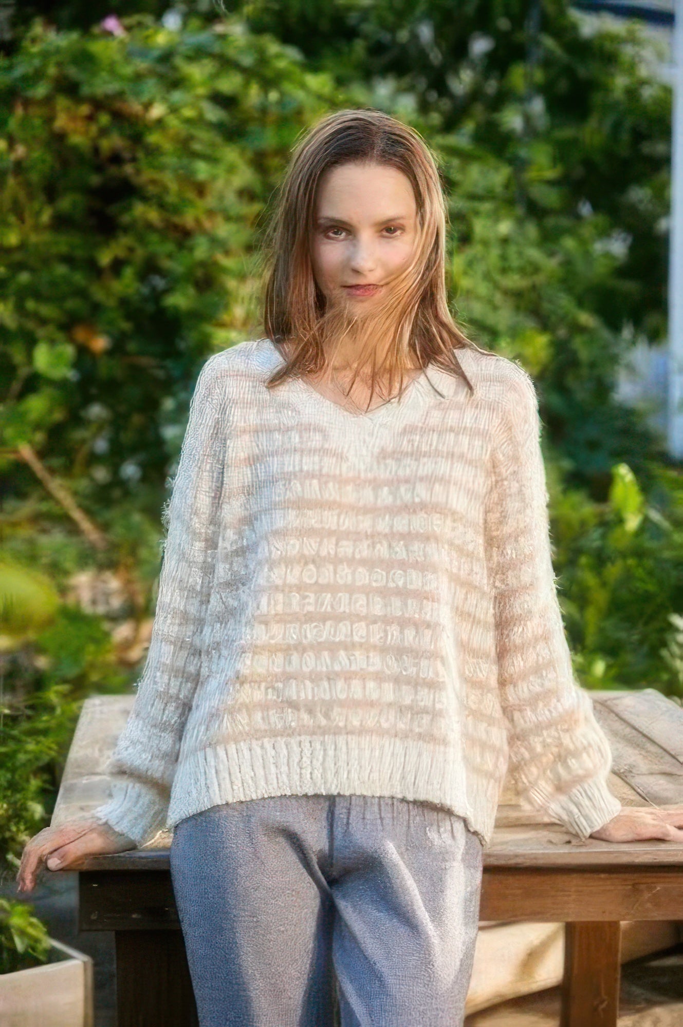 Knit Square Pattern Sweater - DressAffection