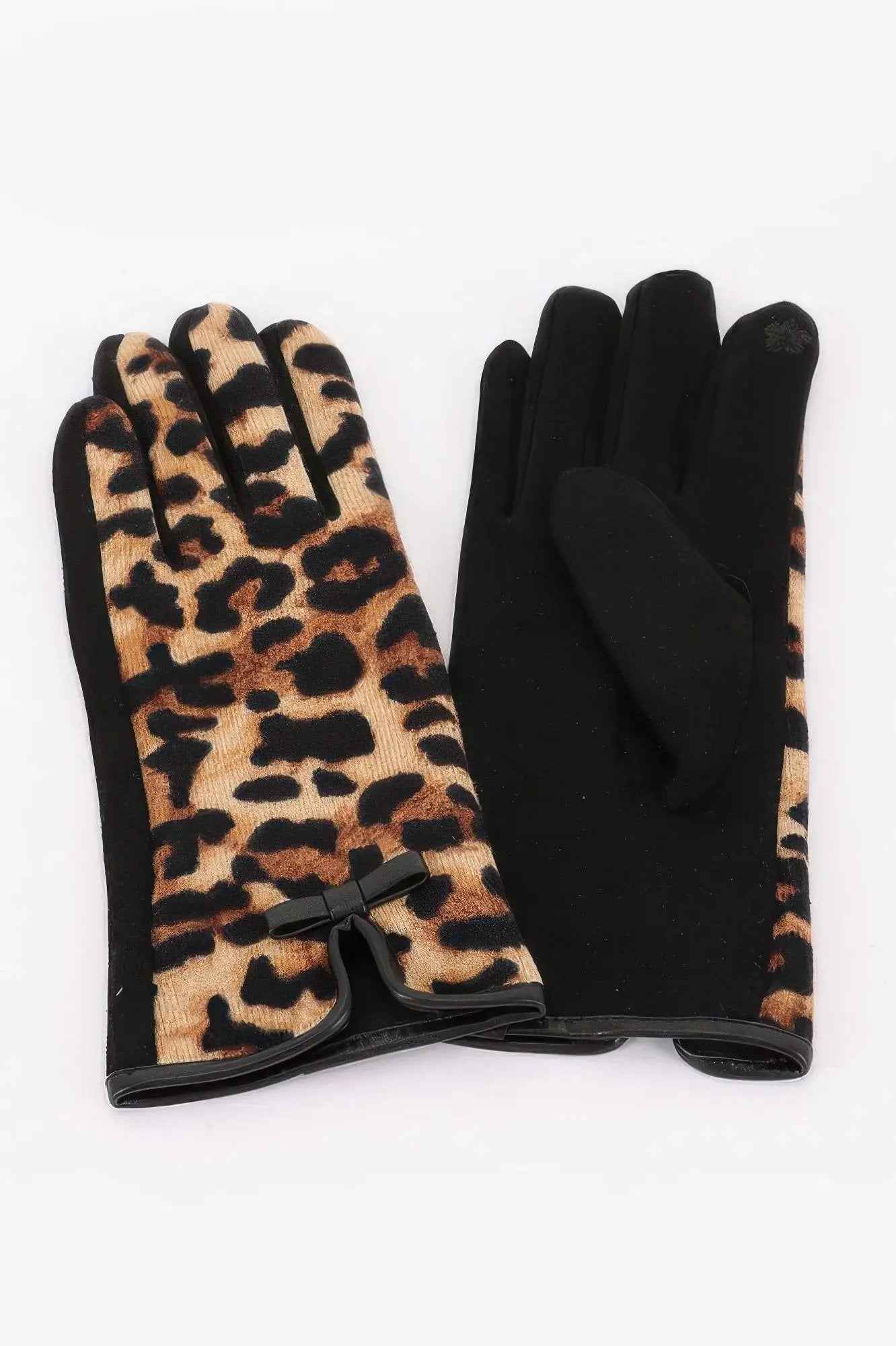 Leopard Print Knitted Gloves