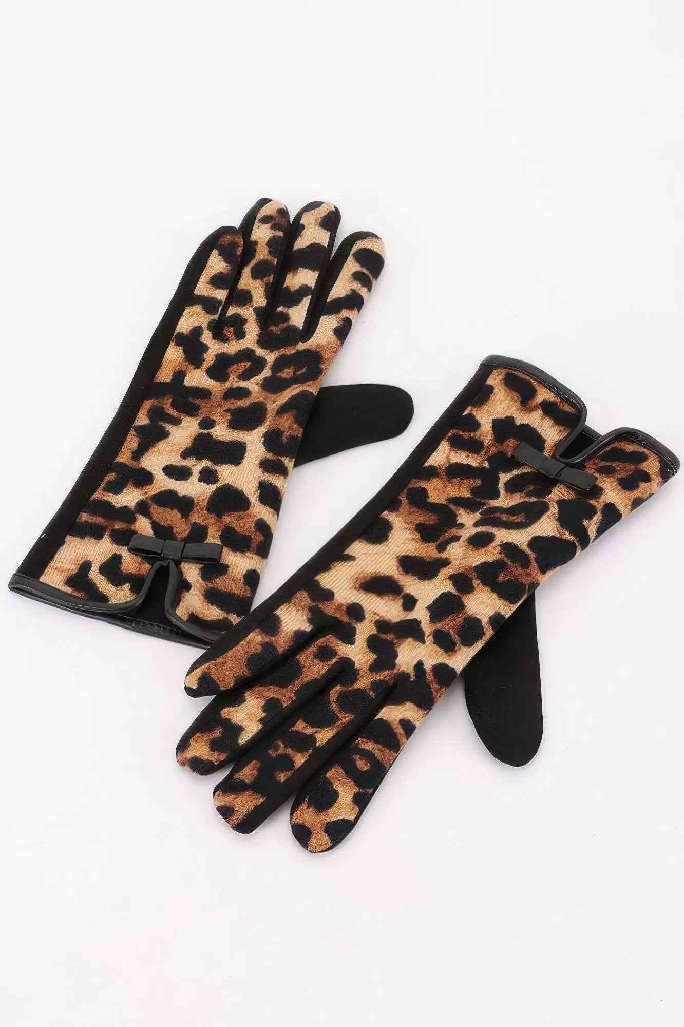 Leopard Print Knitted Gloves