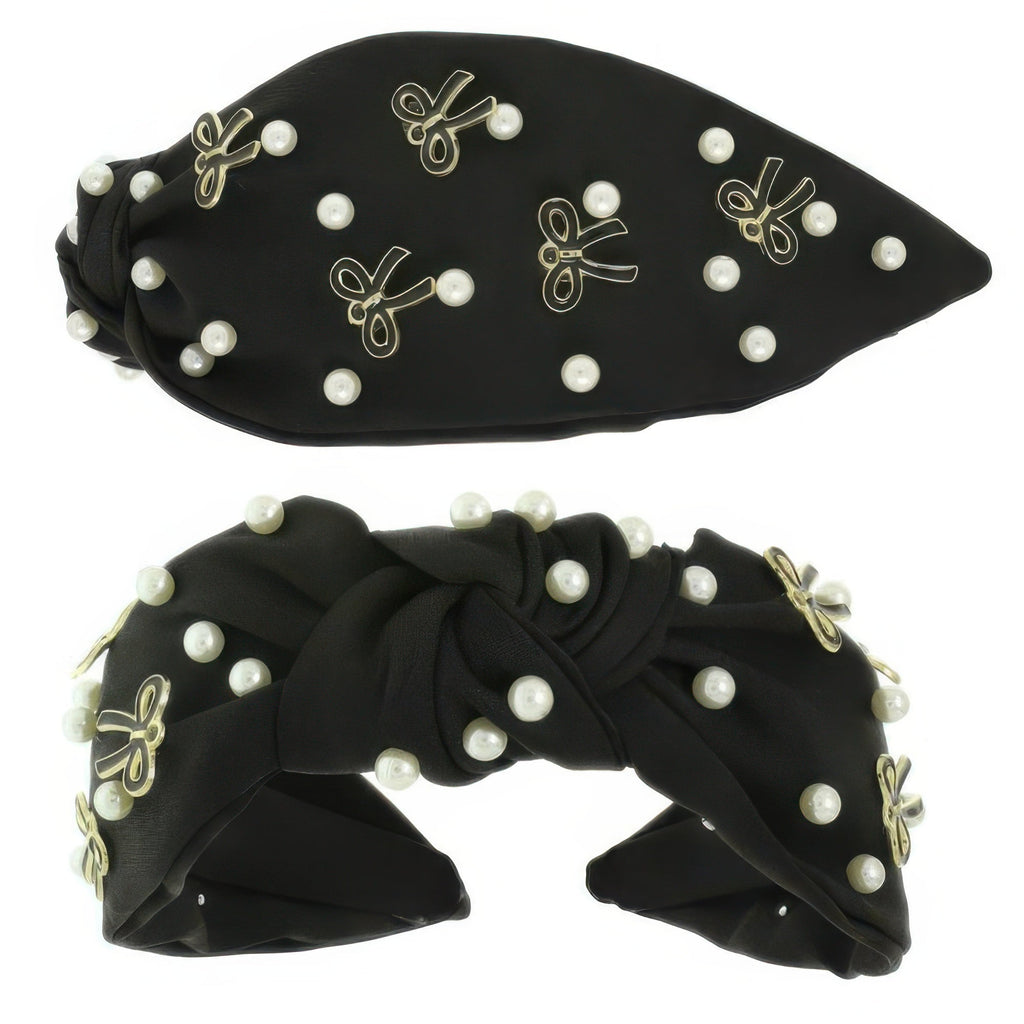 Long Tail Bow Theme Jeweled Headband - DressAffection