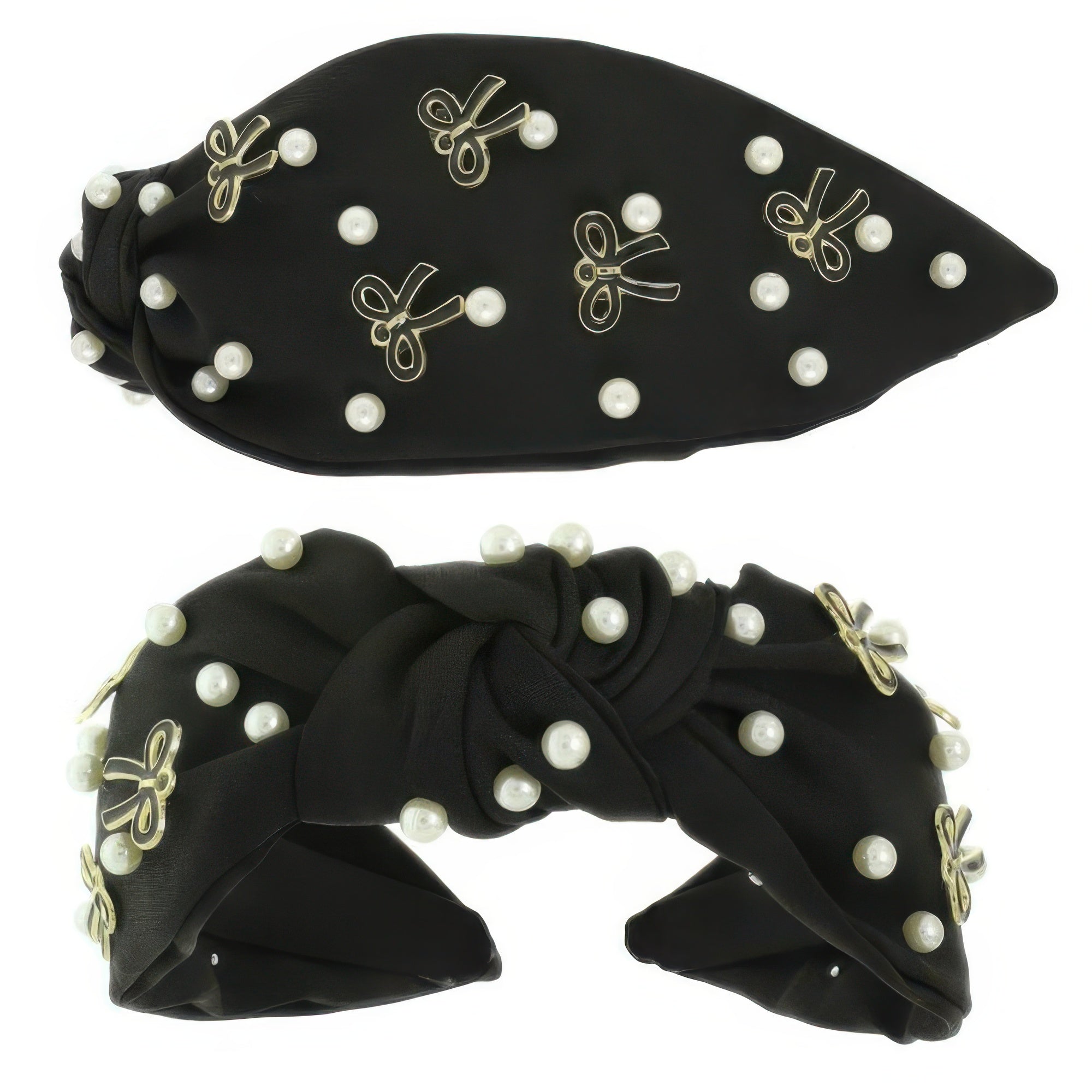 Long Tail Bow Theme Jeweled Headband - DressAffection