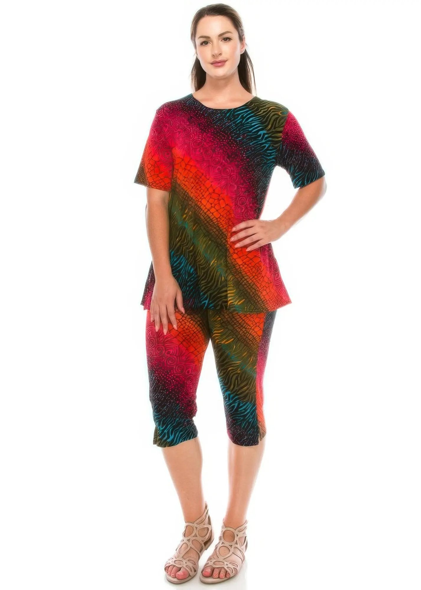 Matching Capri Pant Set In Plus Size - DressAffection