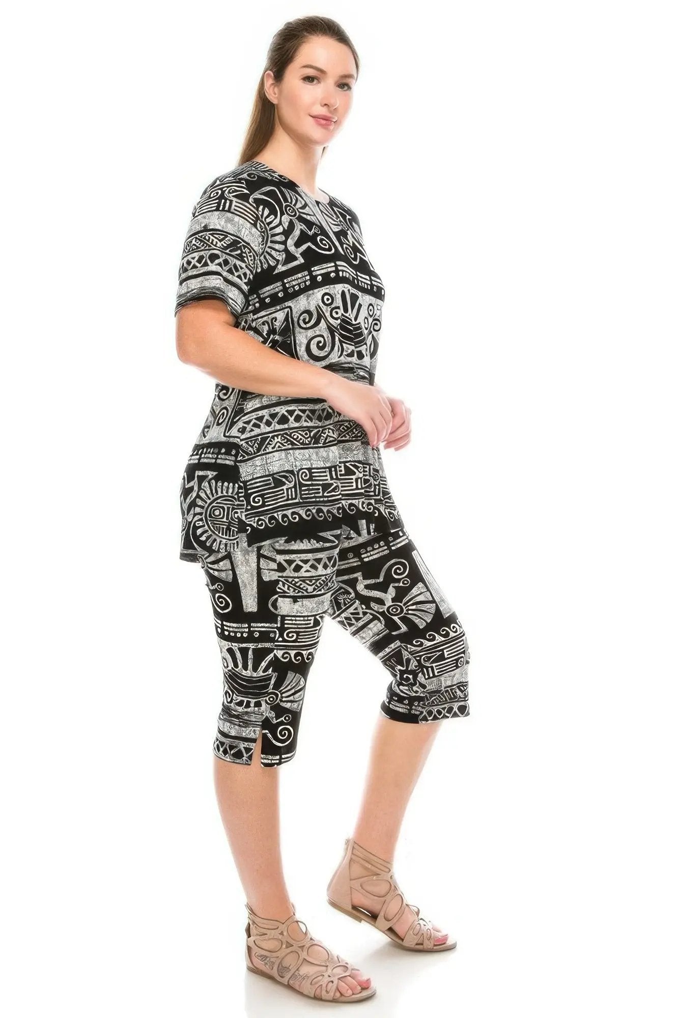 Matching Capri Pant Set In Plus Size - DressAffection