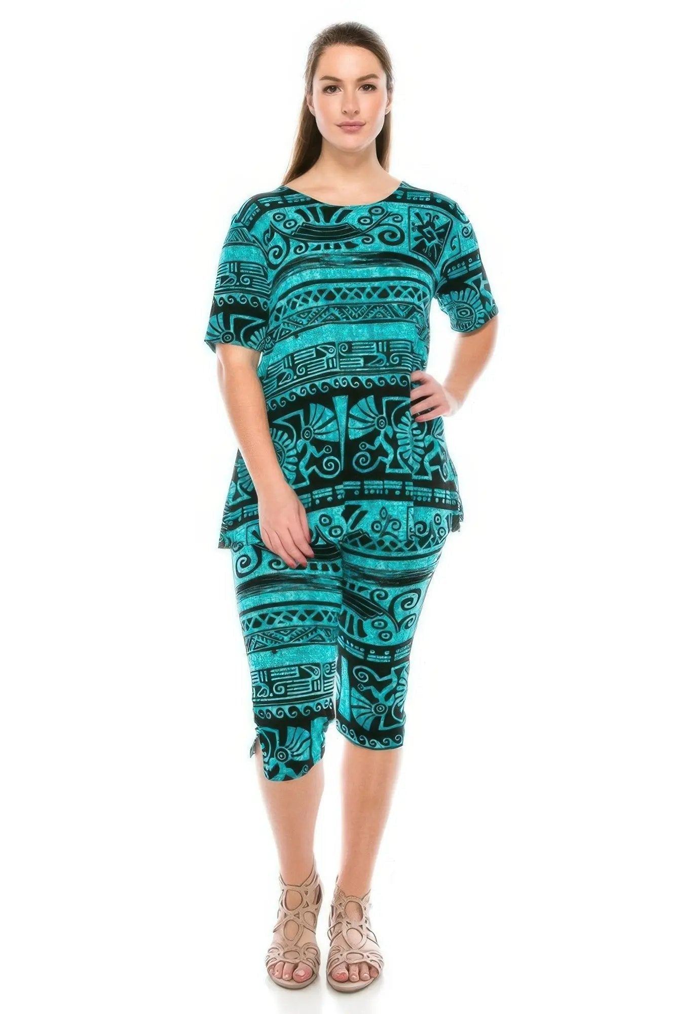 Matching Capri Pant Set In Plus Size - DressAffection