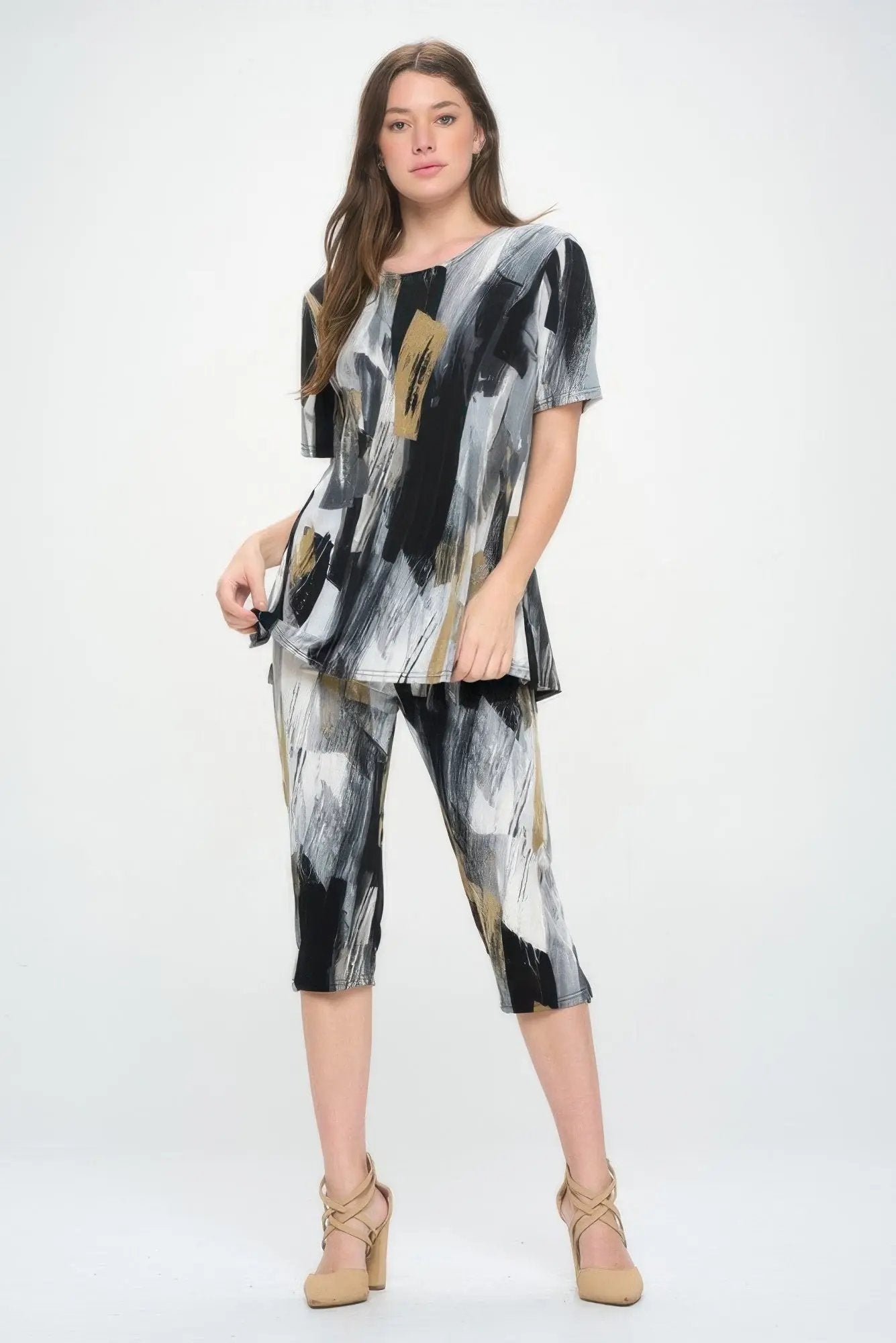 Matching Capri Pant Set In Plus Size - DressAffection