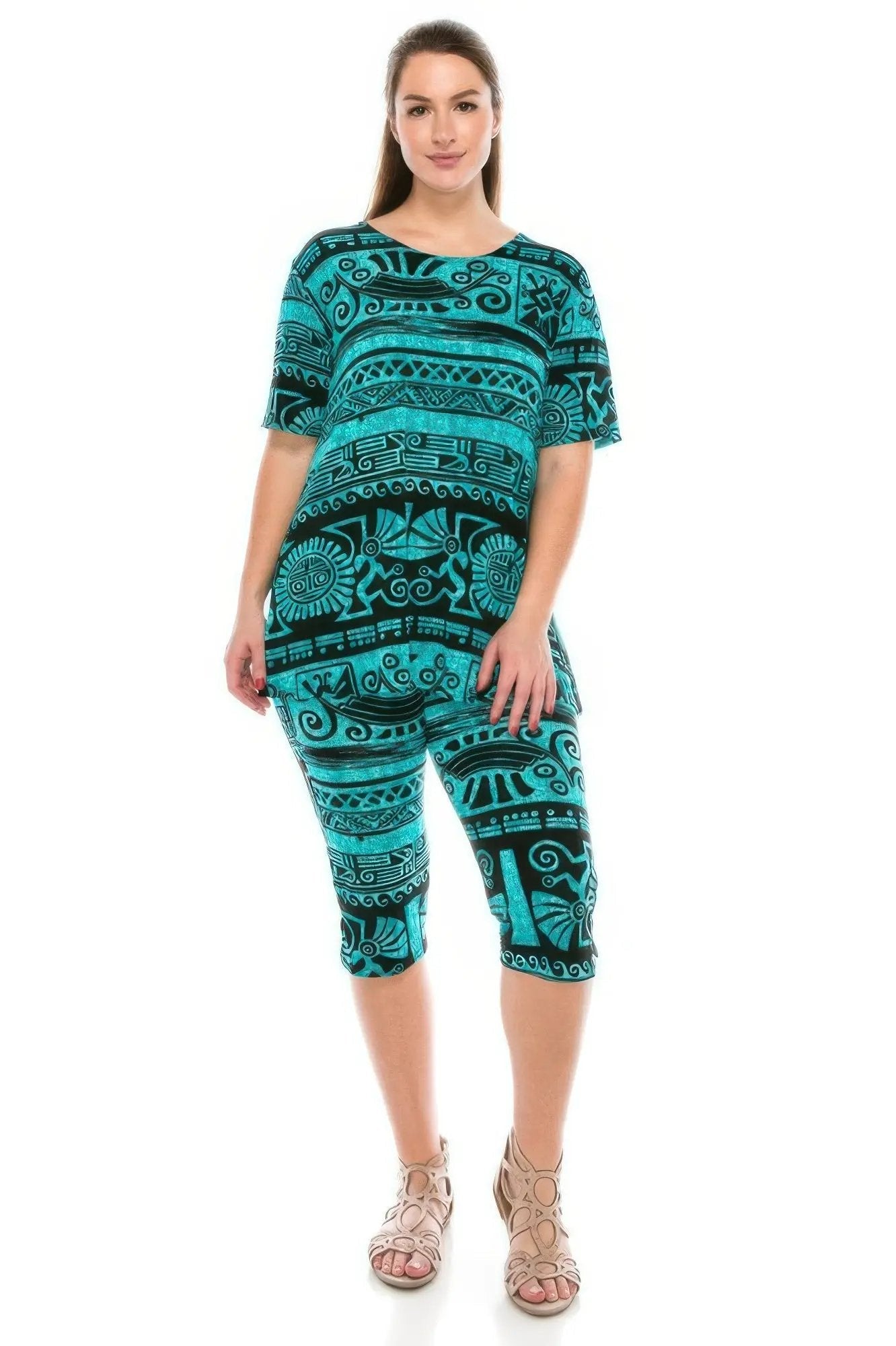 Matching Capri Pant Set In Plus Size - DressAffection