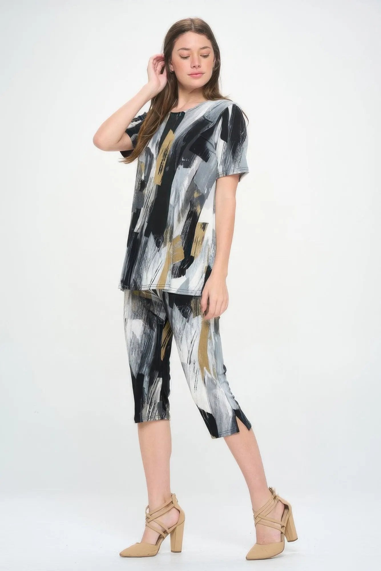 Matching Capri Pant Set In Plus Size - DressAffection