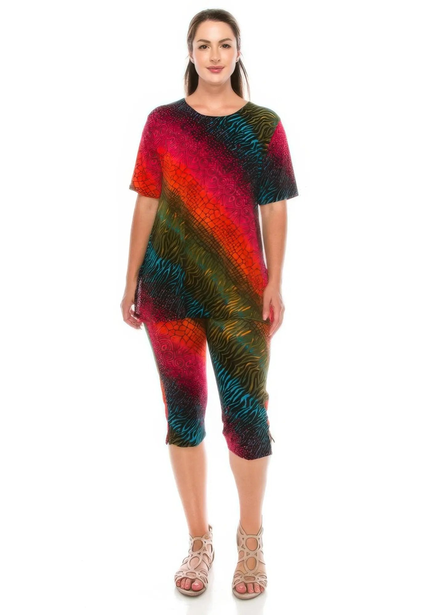 Matching Capri Pant Set In Plus Size - DressAffection