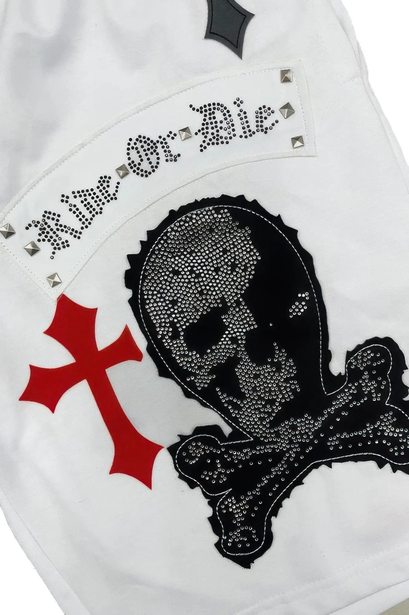 Mens Chrome Cross Skull Shorts - DressAffection