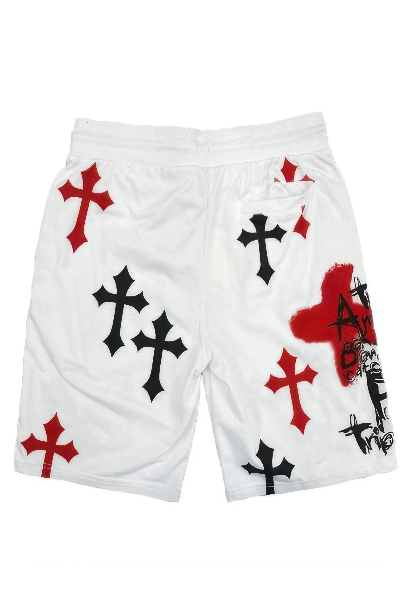 Mens Chrome Cross Skull Shorts - DressAffection