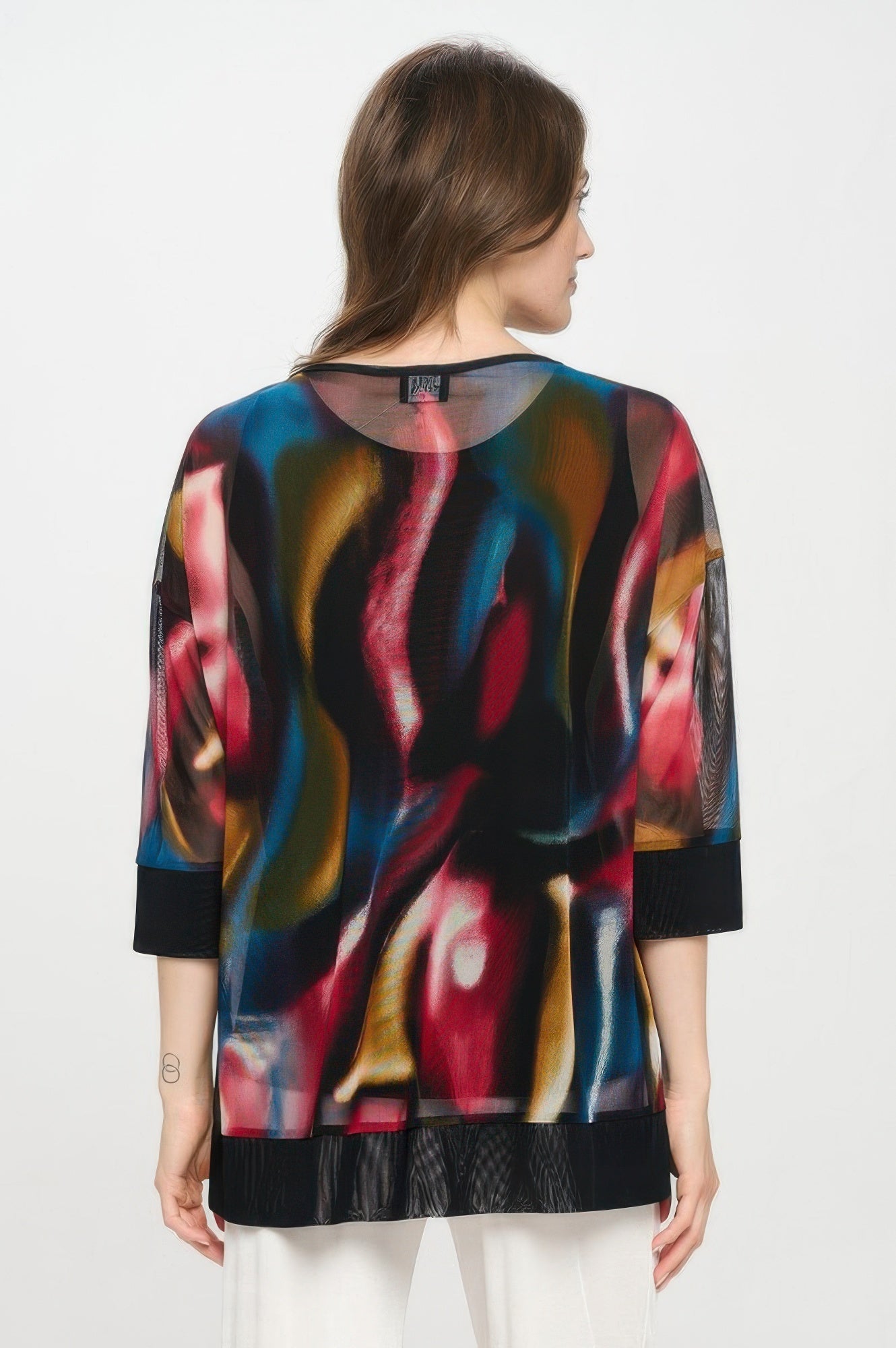 Mesh Romance Key-hole Contrast Top - DressAffection