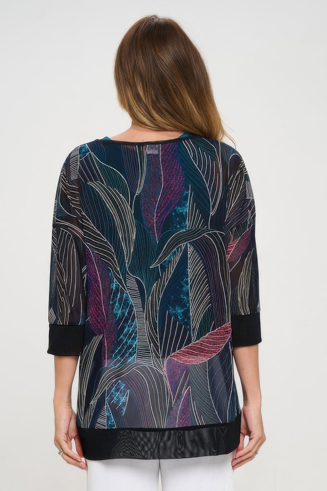 Mesh Romance Key-hole Contrast Top - DressAffection