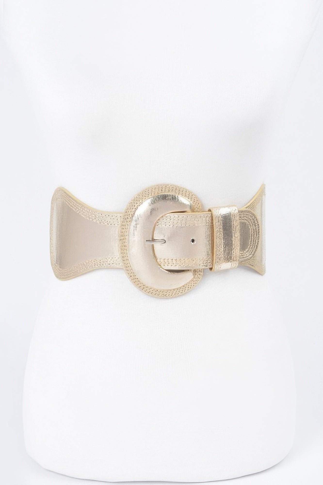 Metallic Faux Leather Metallic Elastic Belt - DressAffection