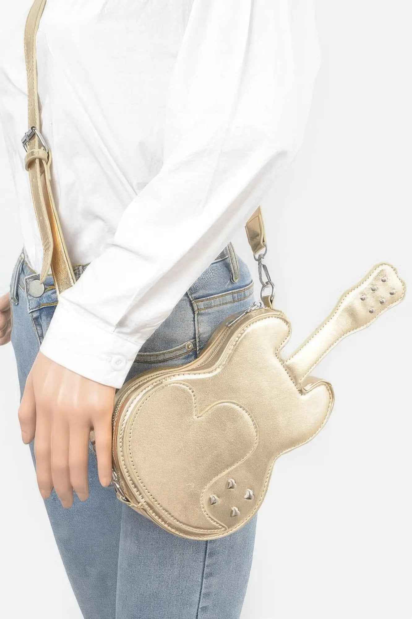 Metallic Faux Leather Guitar Novelty Bag