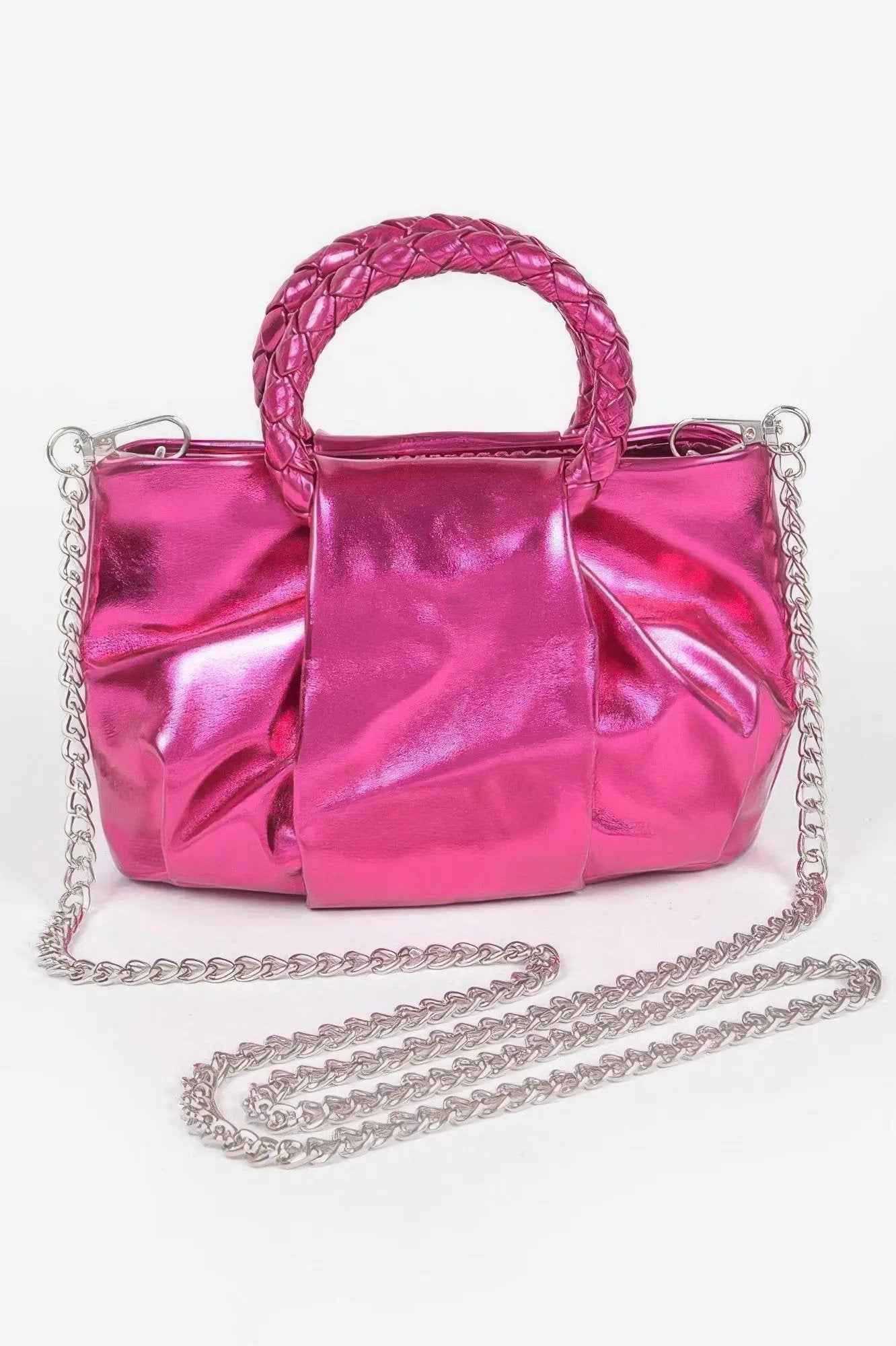 Metallic Top Handle Crossbody Bag