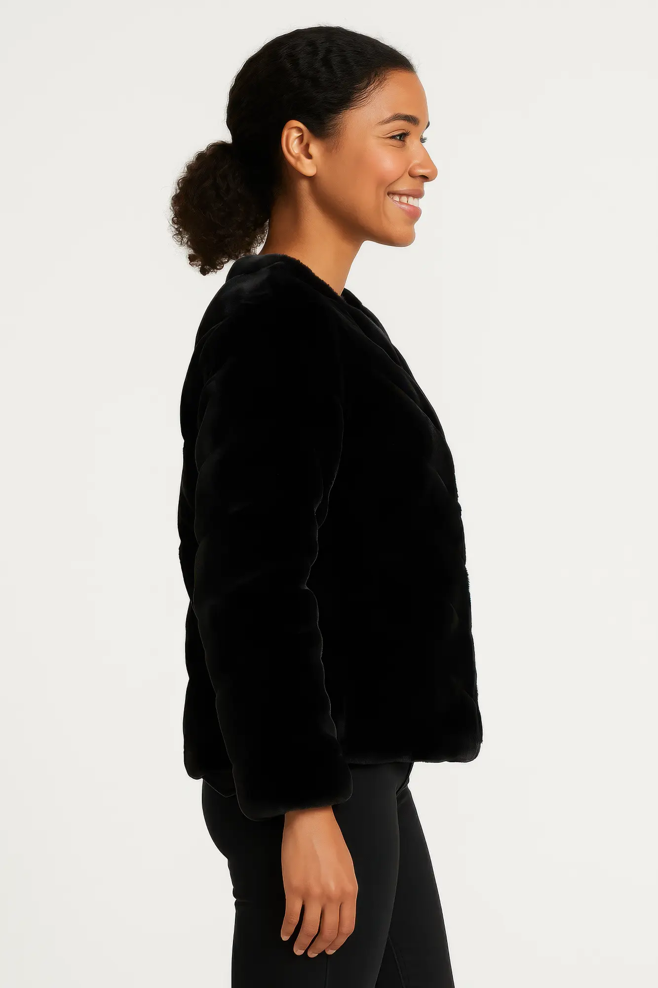 Midnight Luxe Faux Fur Jacket - DressAffection