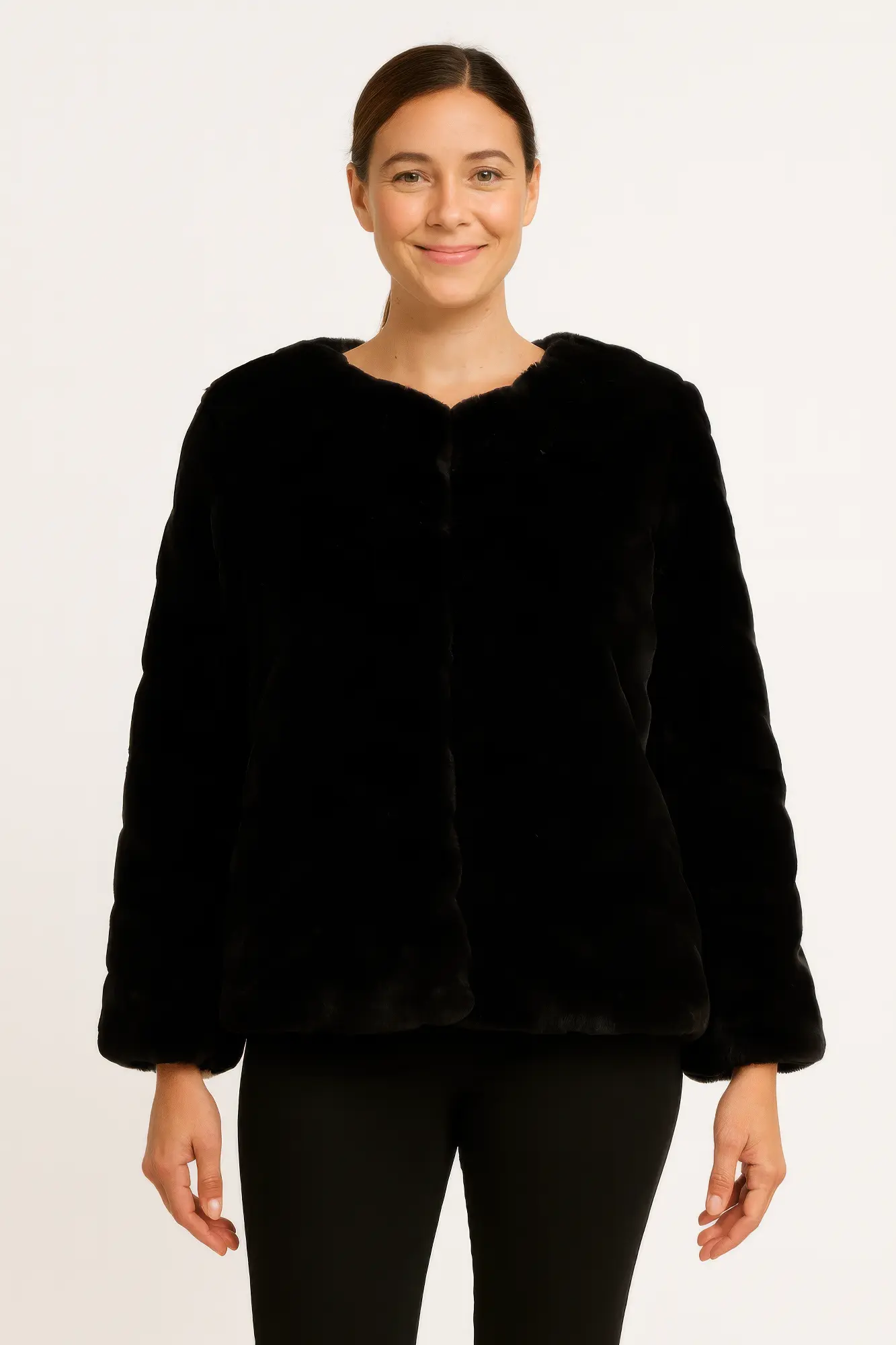Midnight Luxe Faux Fur Jacket - DressAffection