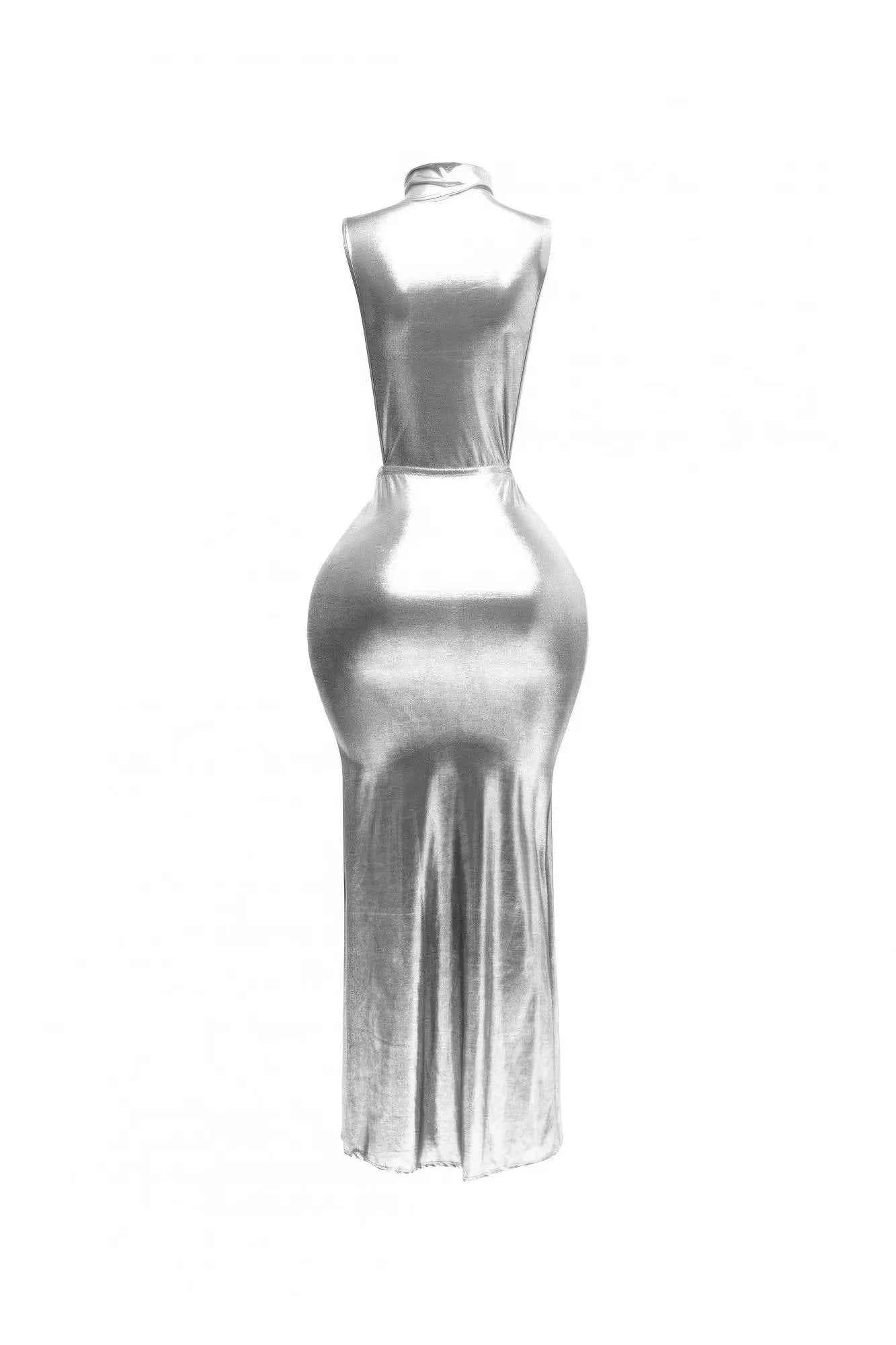 Mock Neck And Tied Waist Dress