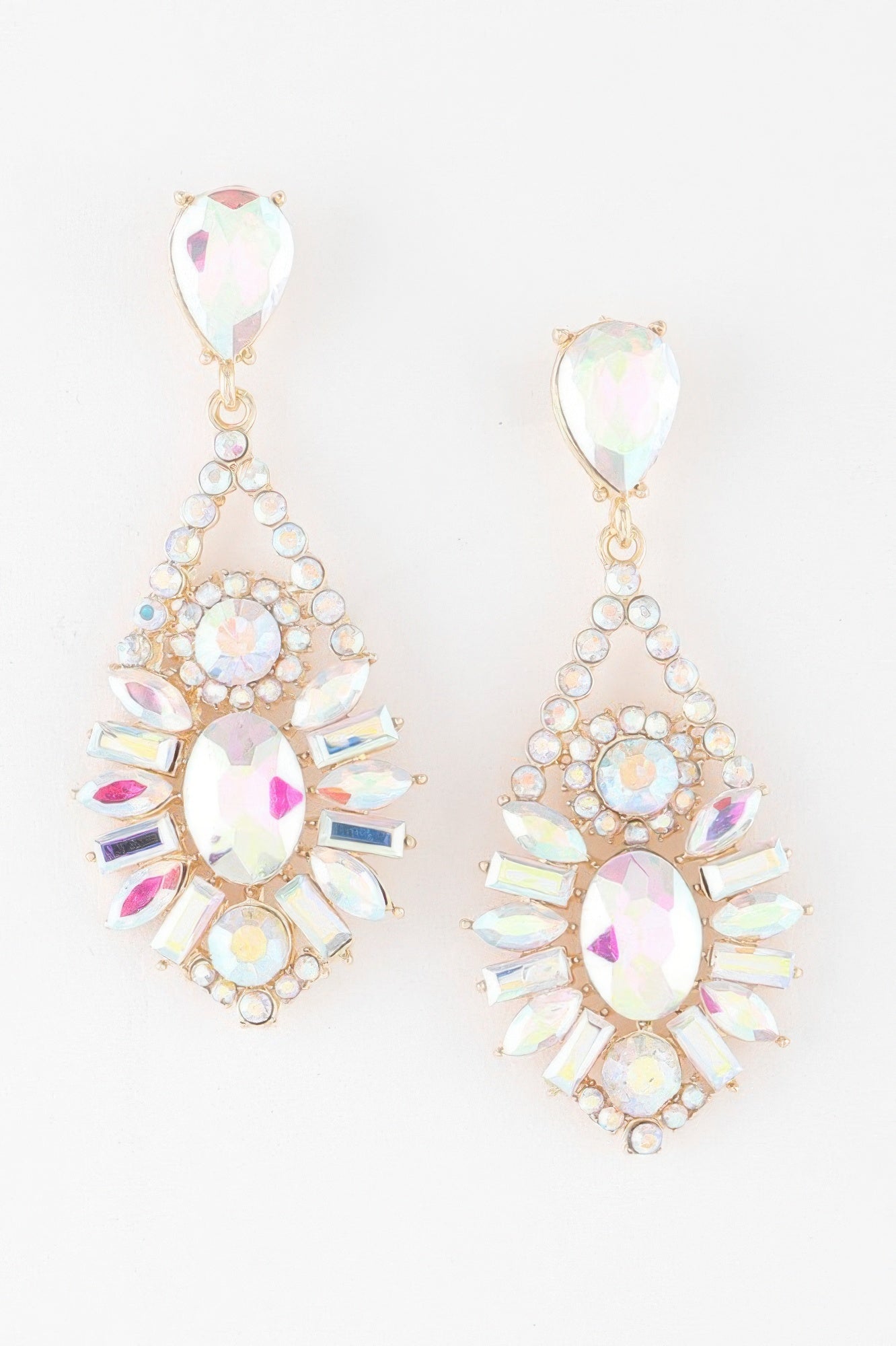 Multi Crystal Teardrop Earrings - DressAffection