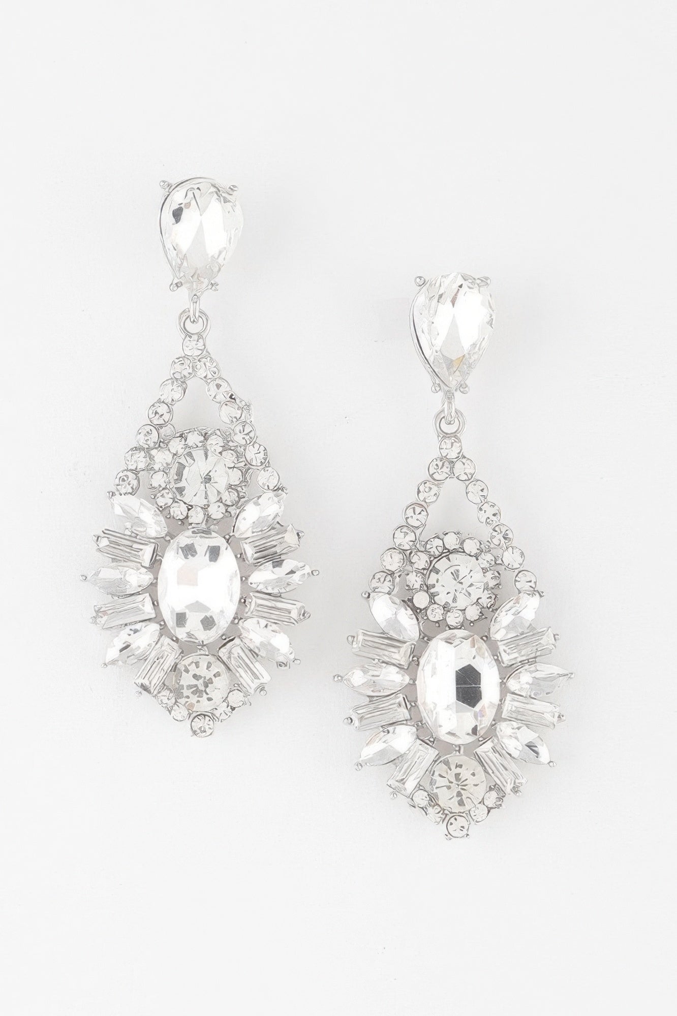 Multi Crystal Teardrop Earrings - DressAffection