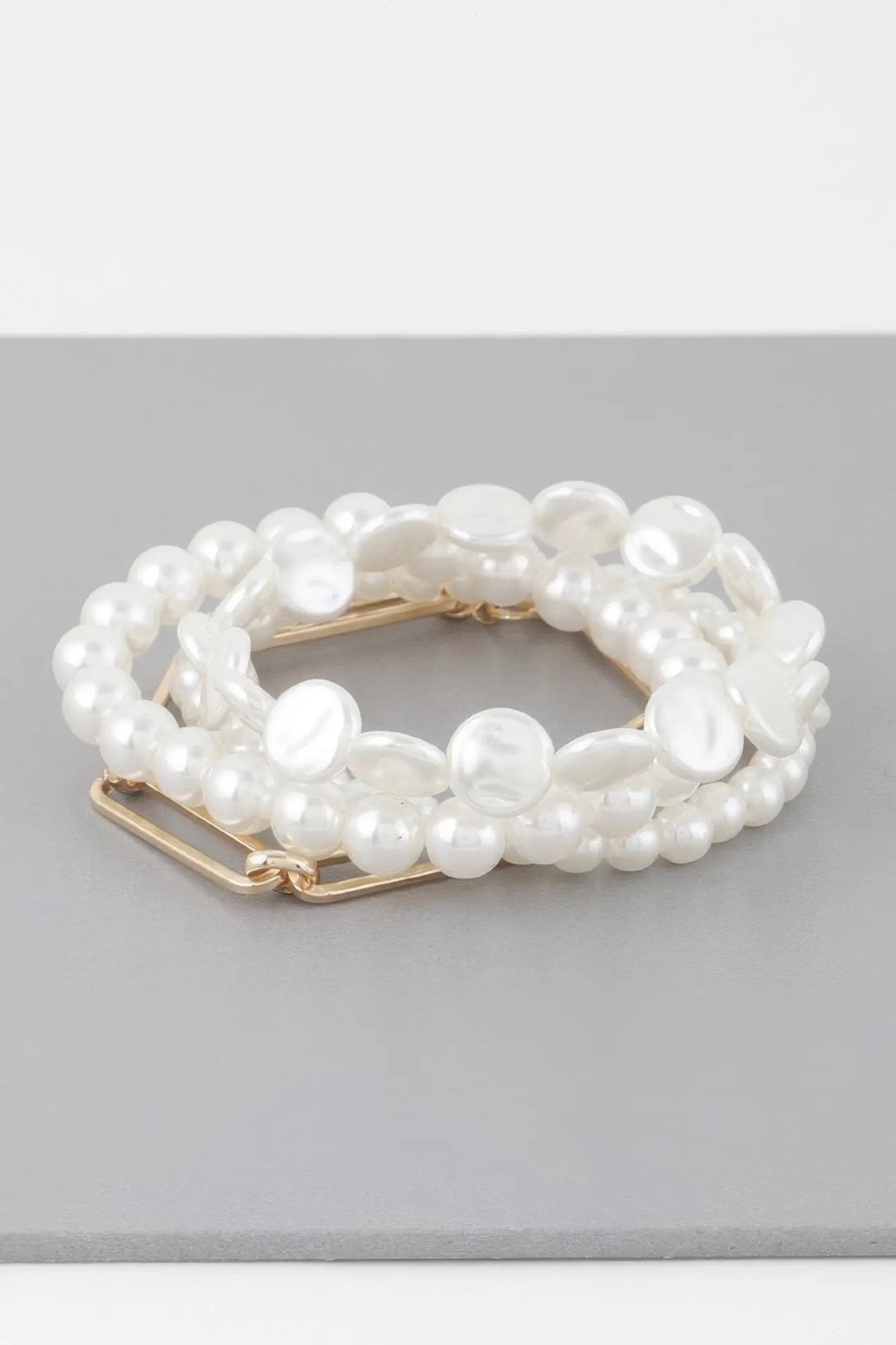 Multi Faux Pearls Bracelet - DressAffection