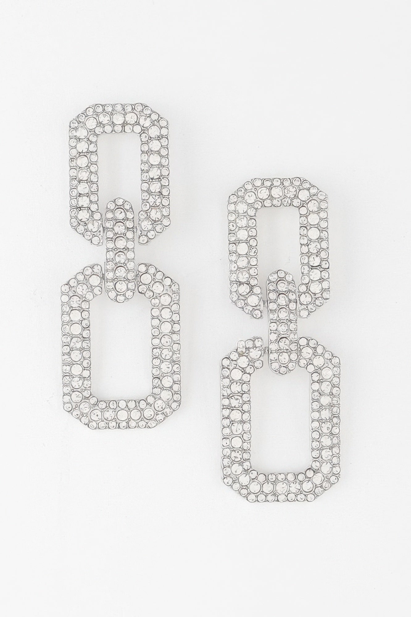 Multi Jeweled Link Chain Earrings - DressAffection