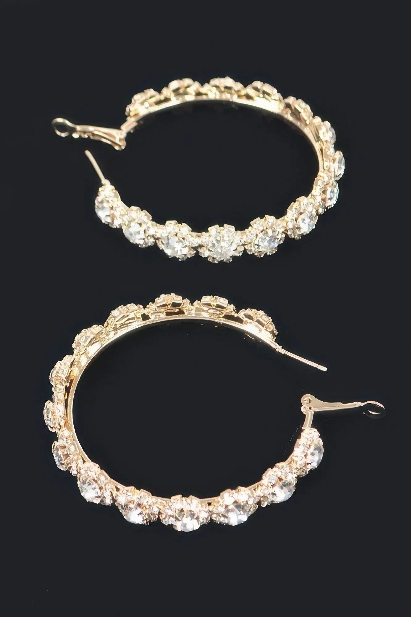 Multi Rhinestone Flower Hoop Earring - DressAffection