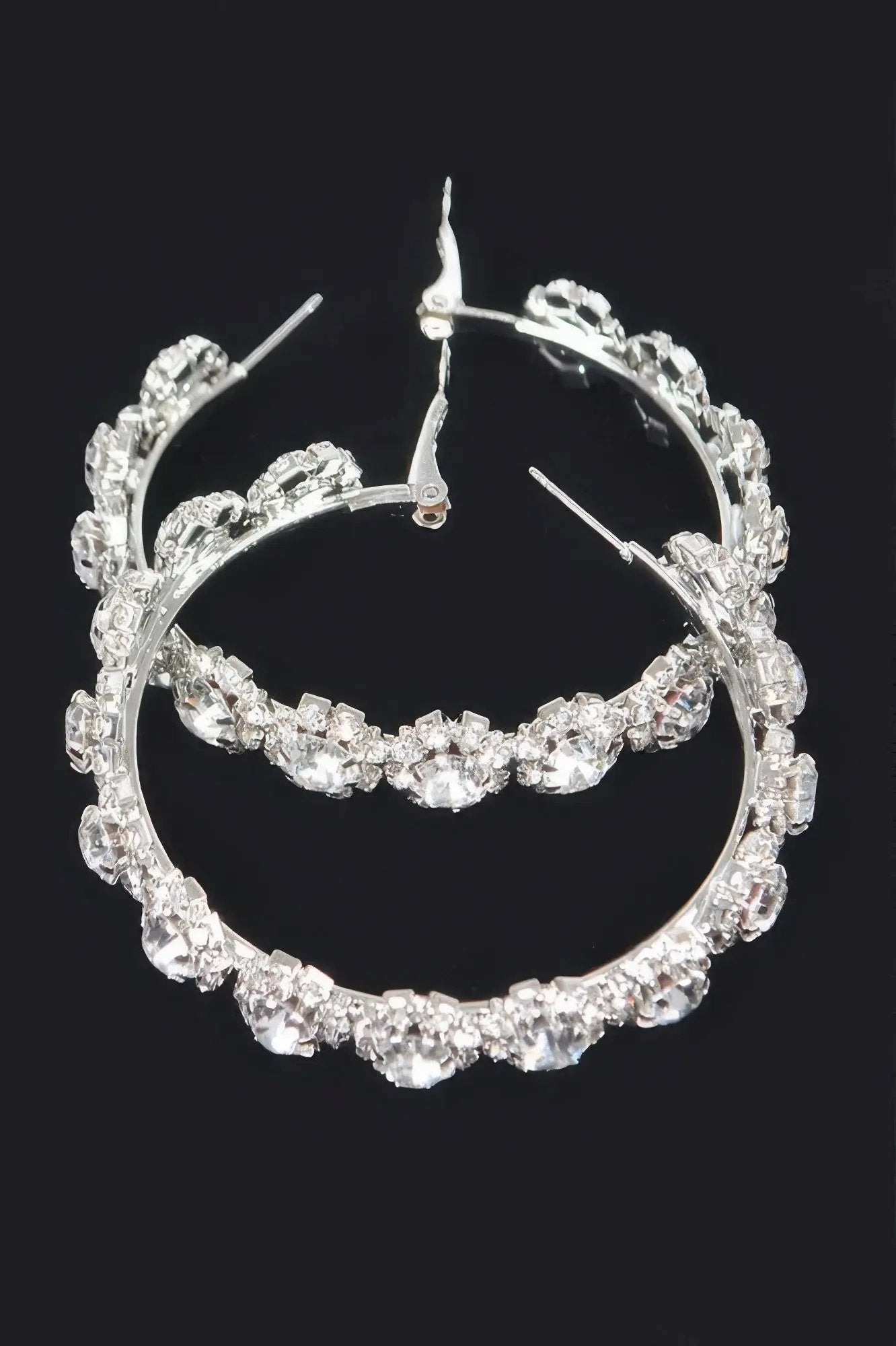 Multi Rhinestone Flower Hoop Earring - DressAffection