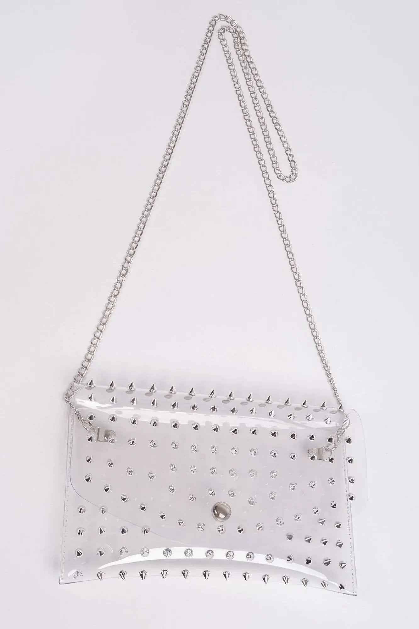 Multi Stoned Cross Body Chain Strap Visible Clutch
