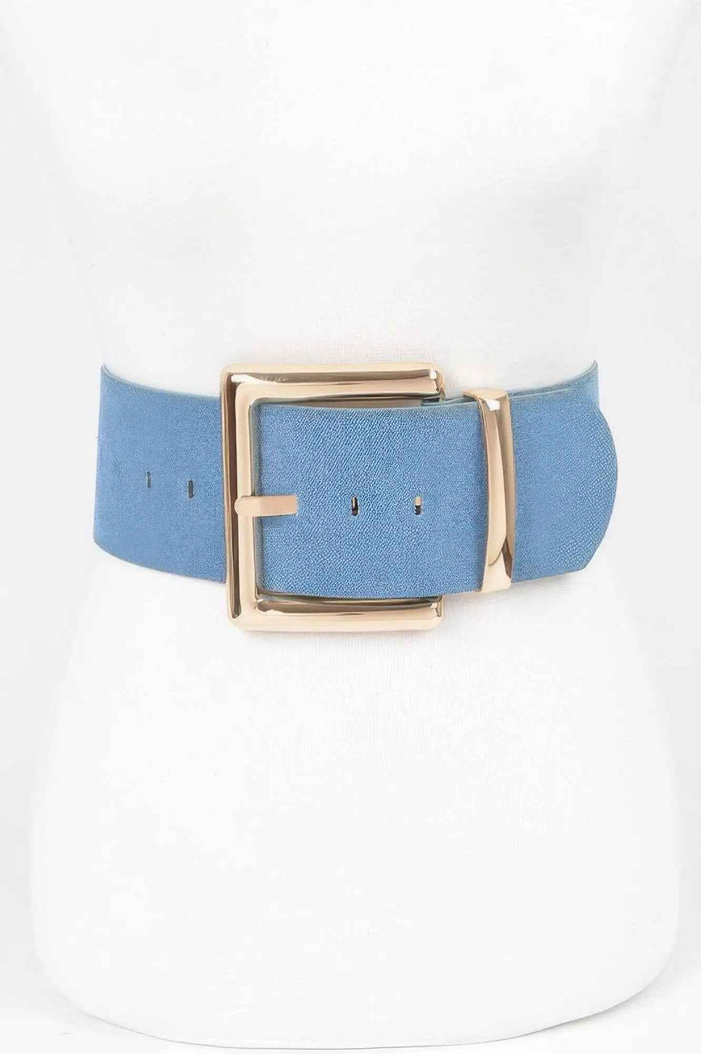 Oversized Metal Buckle Denim Waist Belt