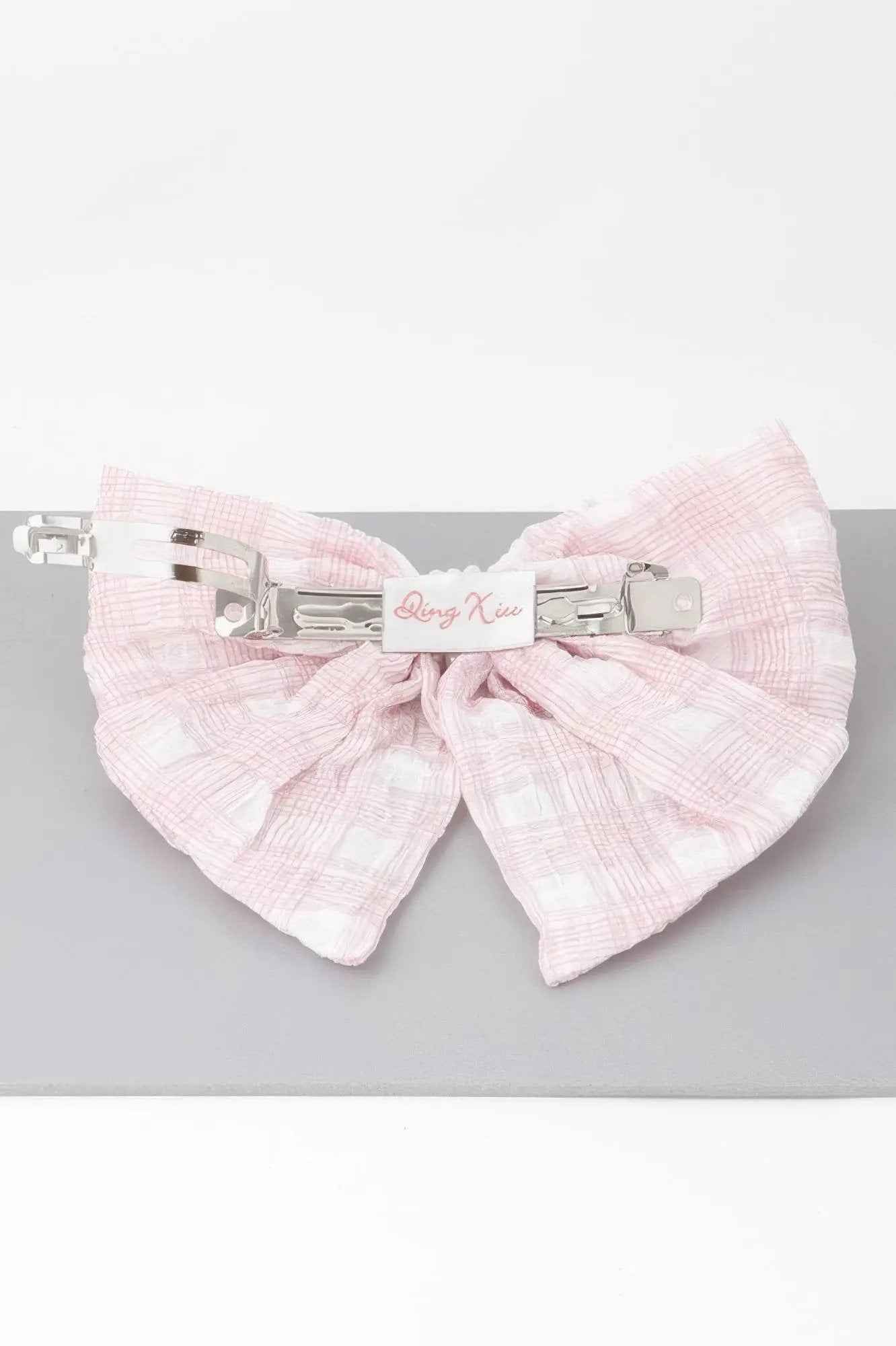 Plaid Pearl Ribbon Hair Clip