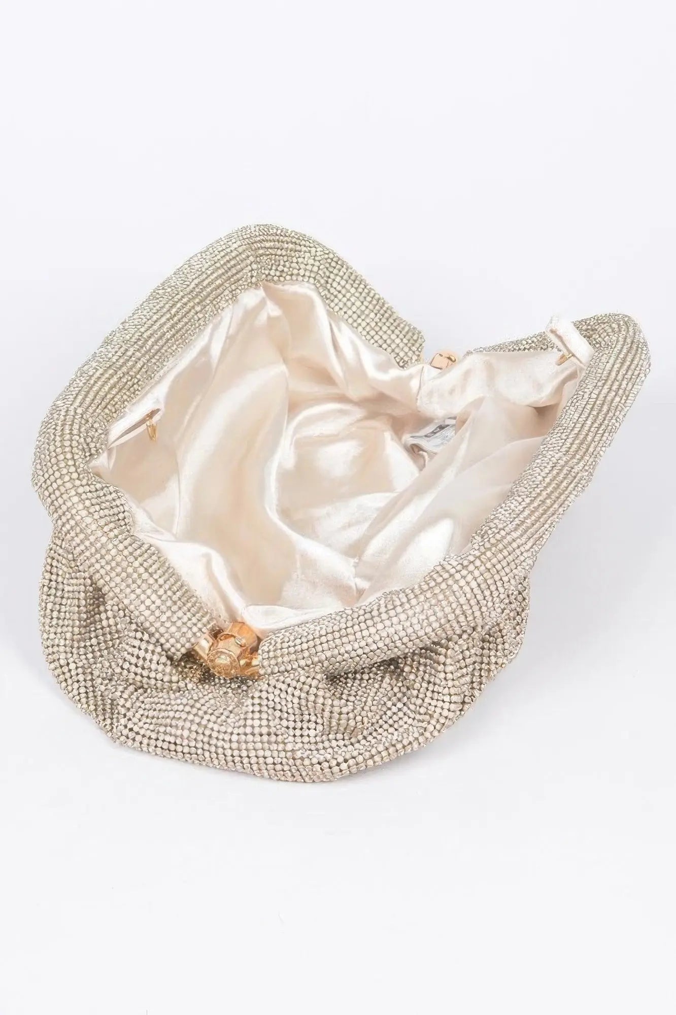 Pleated Rhinestone Party Clutch - DressAffection