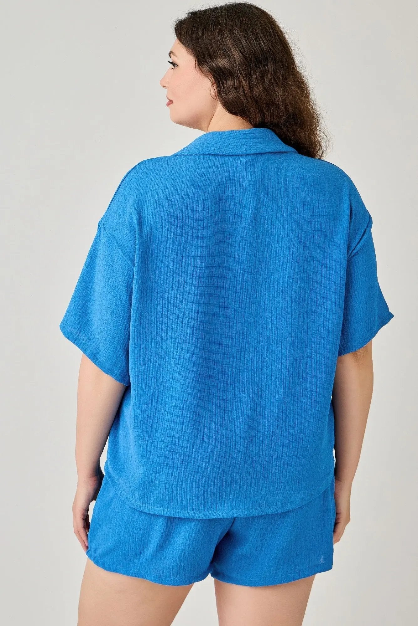 Plus Size 2pc Linen Airflow Btn Down Set - DressAffection